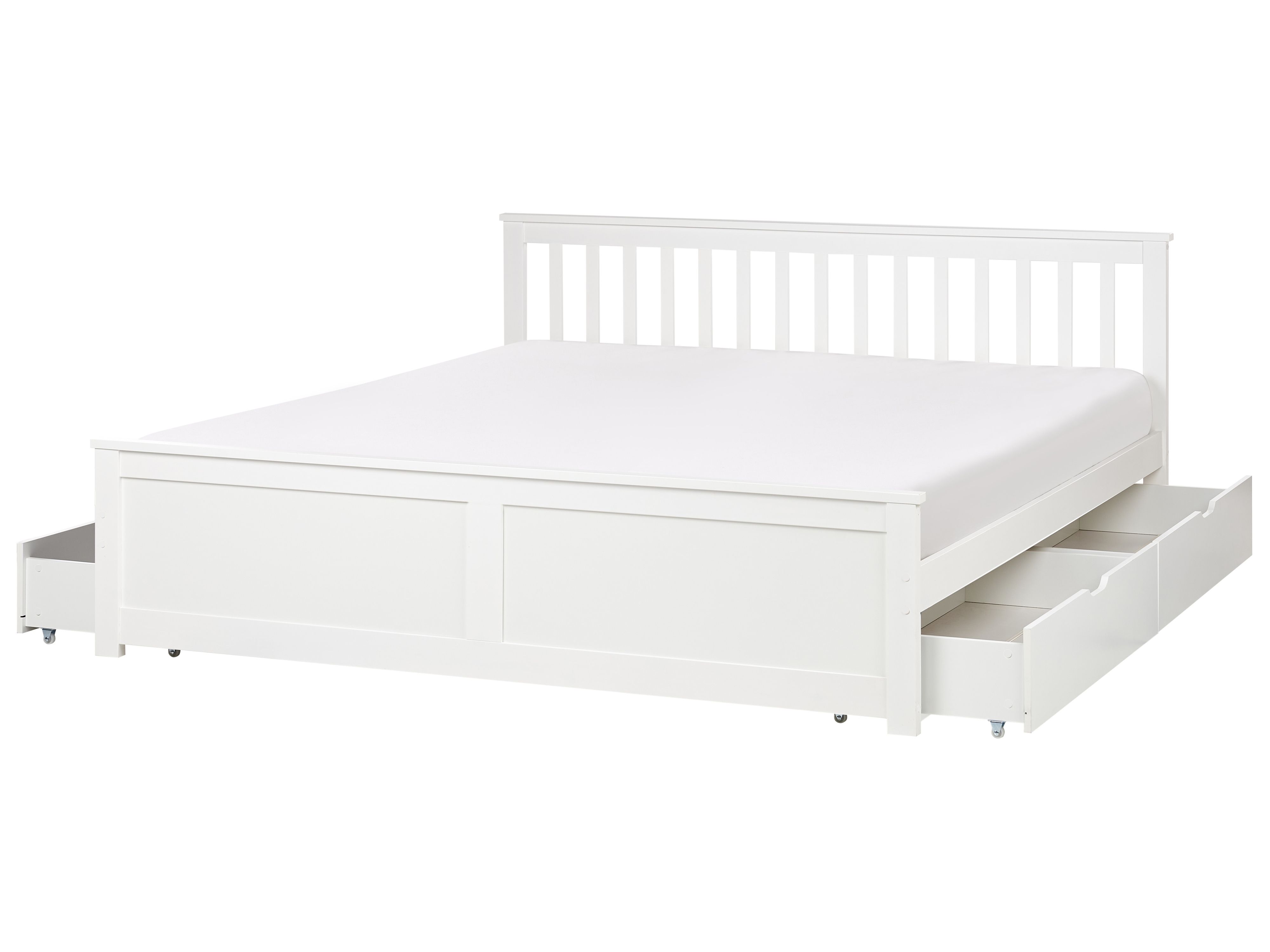 Bed with Storage Drawers Pine Wood OLENDON 180 x 200 cm (EU Super King) White