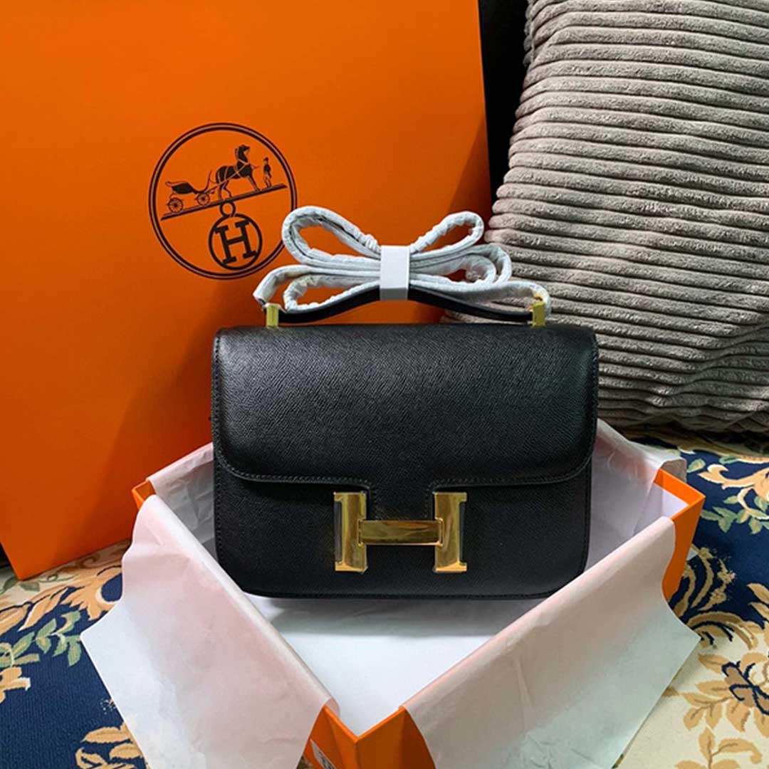 Replica Hermes Aaa-Constance Handbag 24Cm 19Cm Black/White/Pink1:1High-quality replica