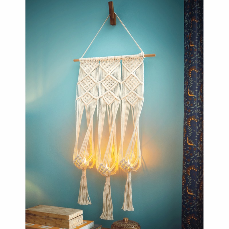 Macrame LED Candleholder - MIDNIGHT VELVET CATALOG