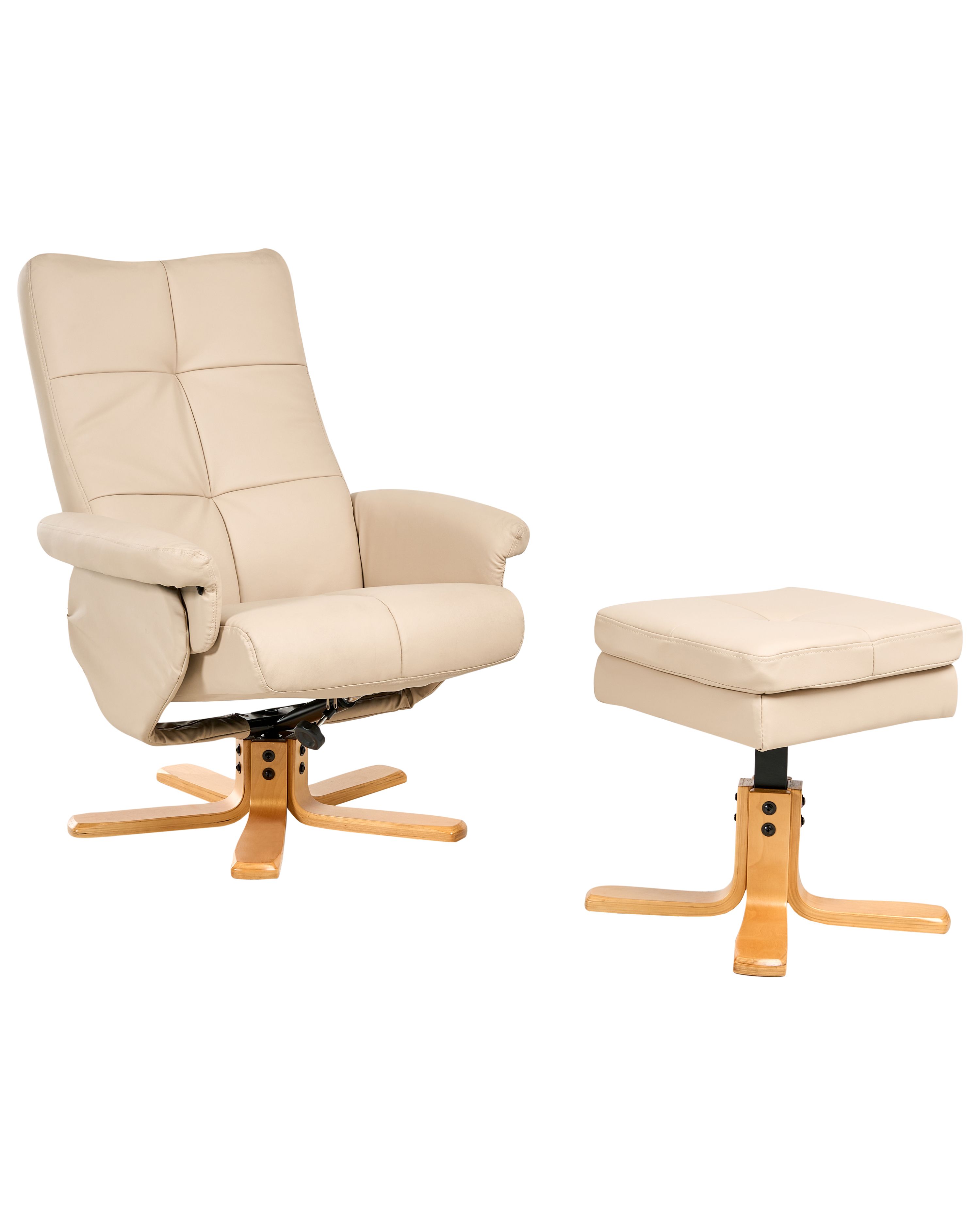 Recliner Chair EPSE with Footstool Faux Leather Beige
