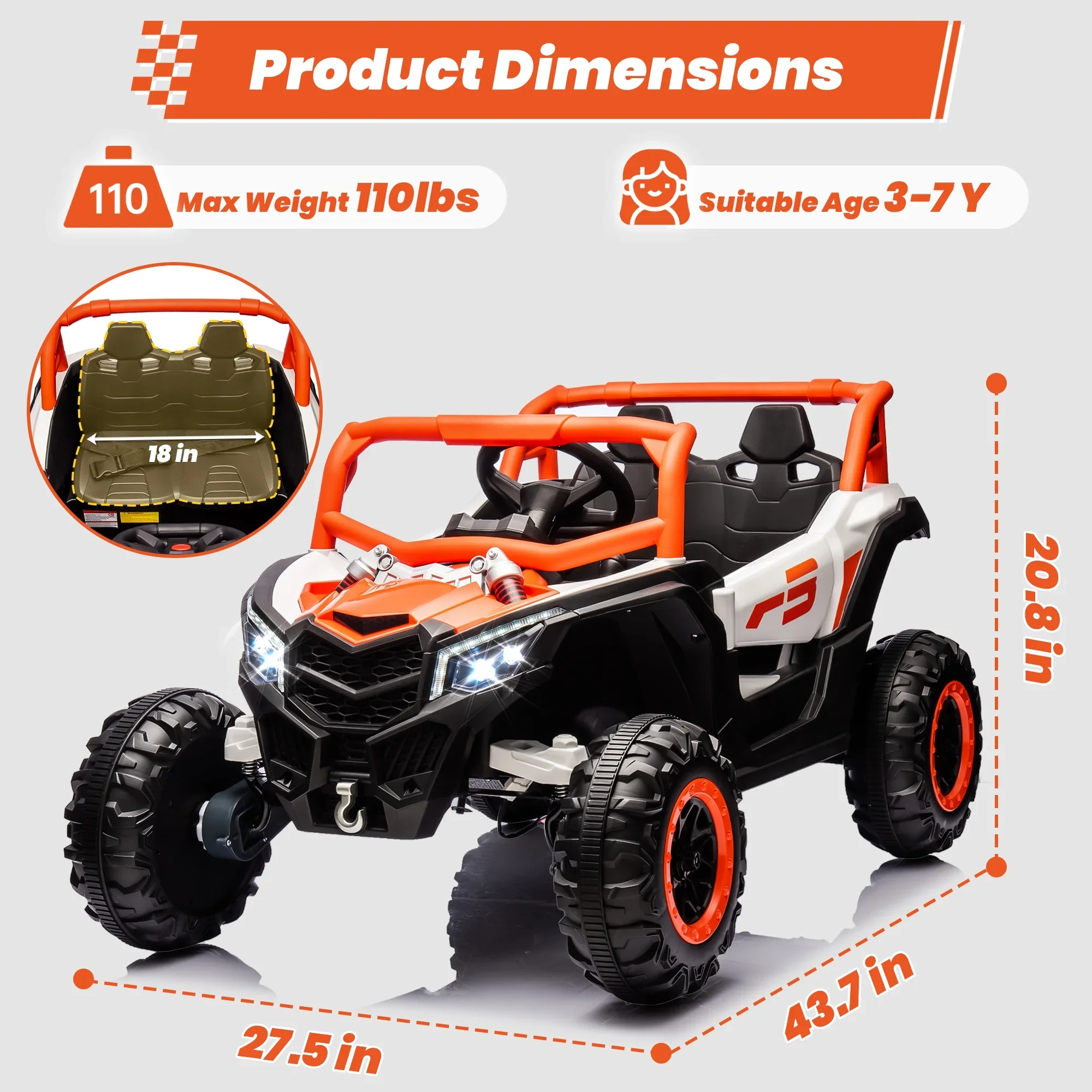 Joyracer 4WD 24 Volt Ride on Toys, 2 Seater Power Car wheels UTV with 800W Motors, Remote Control, Bluetooth Music, Spring Suspension, LED Light, Pink - Image 20