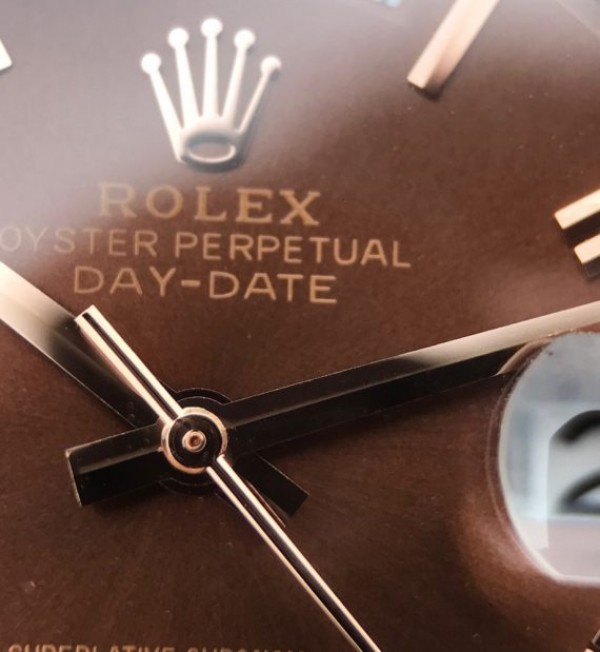 Replica Rolex Day-Date 40mm 228235 RG Noob Brown Dial Roman Markers RG Bracelet A3255 - Elite Watch Atelier