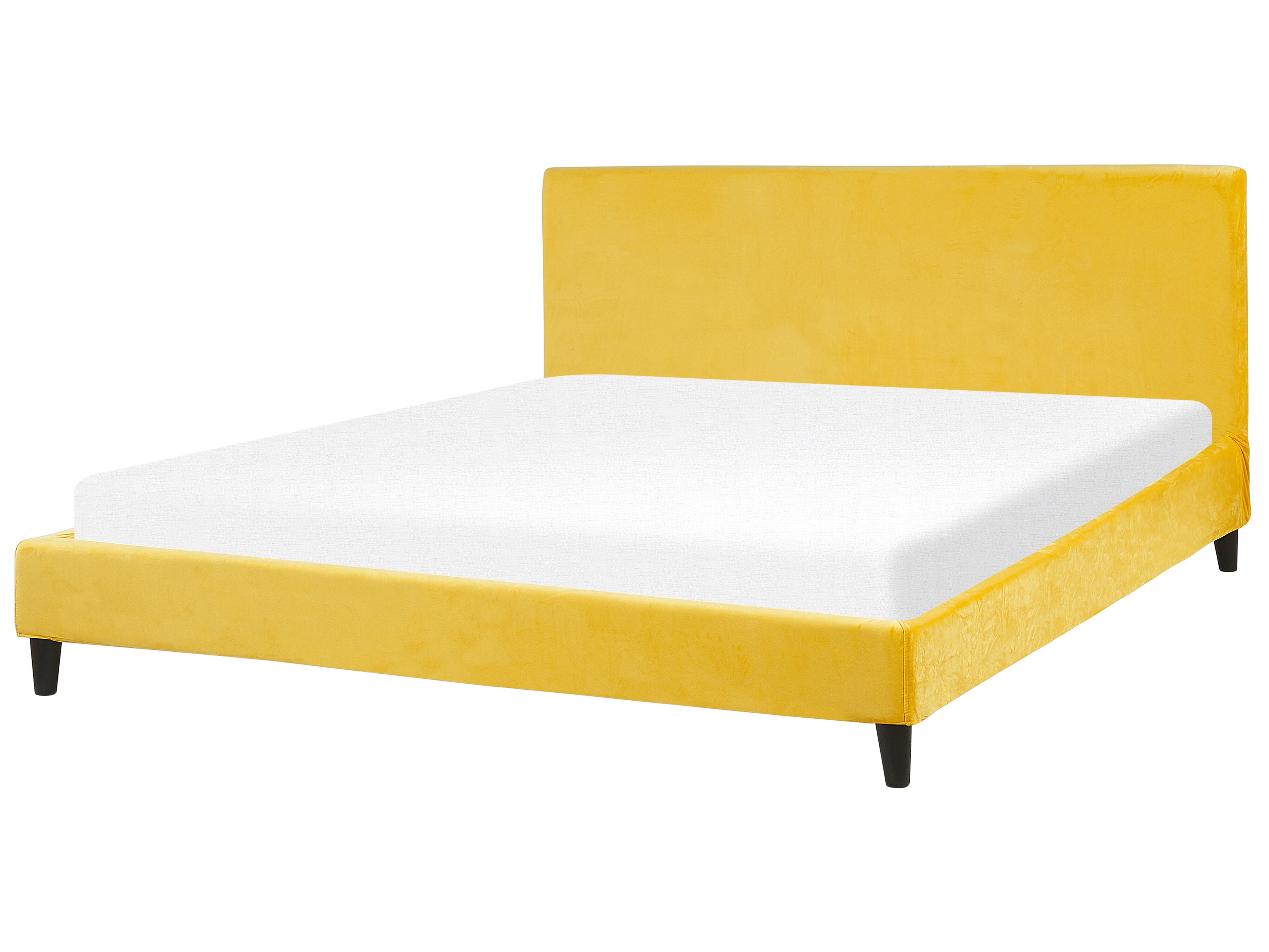 Bed Velvet FITOU 180 x 200 cm (EU Super King) Yellow