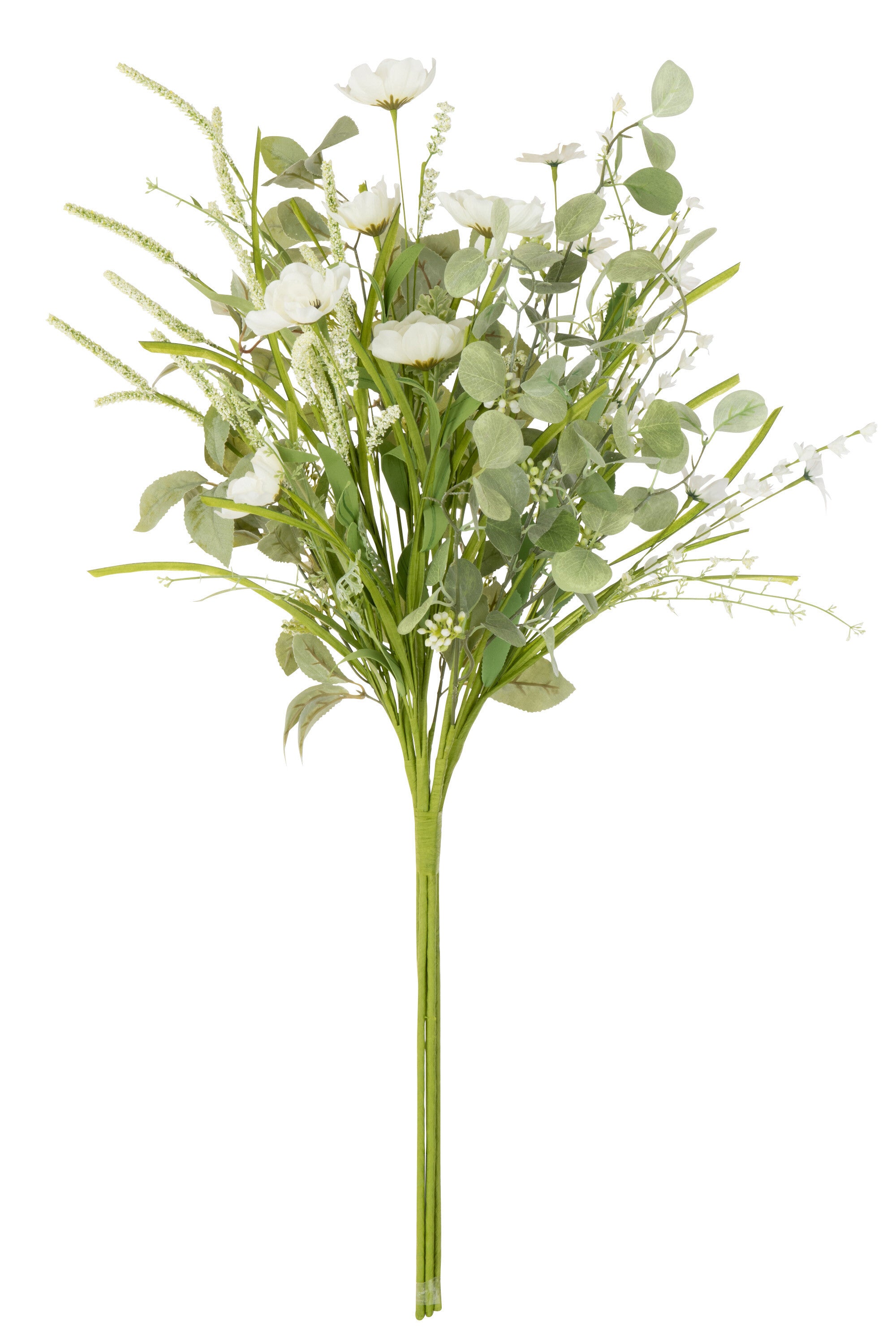 J-Line boeket Bloemen - kunststof - wit
