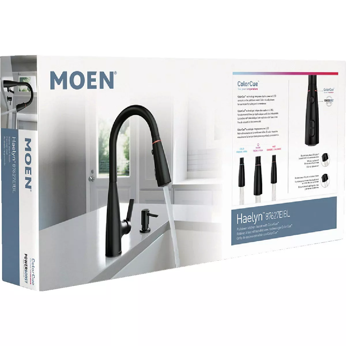 Moen Haelyn 2-Handle Pull-Down Kitchen Faucet with ColorCue, Matte Black