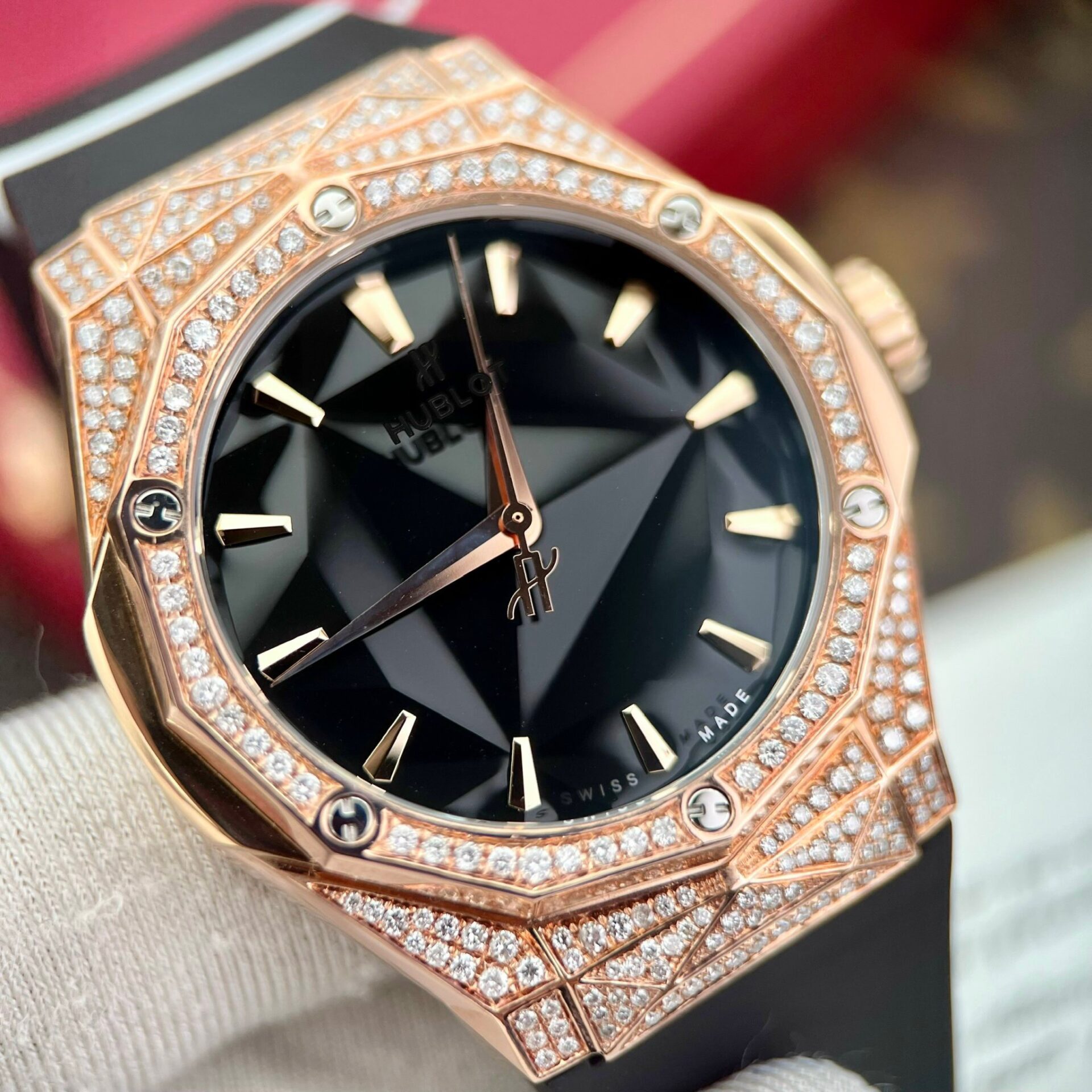 Hublot Best Replica Watch Orlinski King Gold Custom Natural Diamonds Rubber Strap 40mm - Top club
