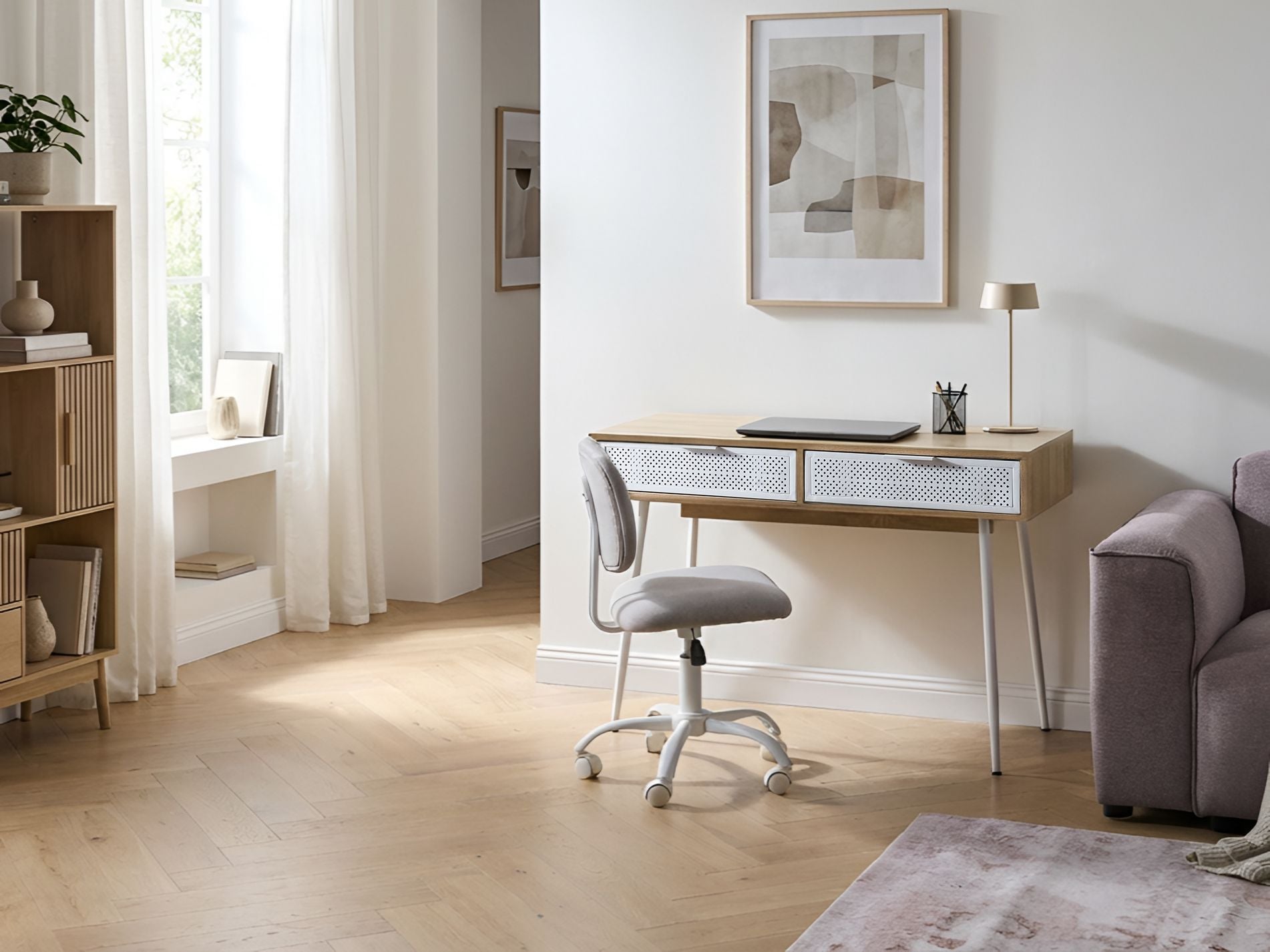 Home Office Desk CHULA Light Brown 110 cm 52 cm