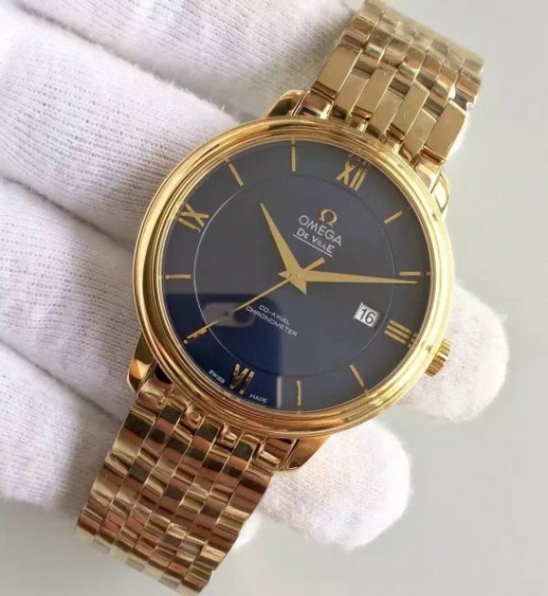 Replica Omega MK De Ville 39.5mm Blue Dial YG Case SS Bracelet A2824 - Elite Watch Atelier