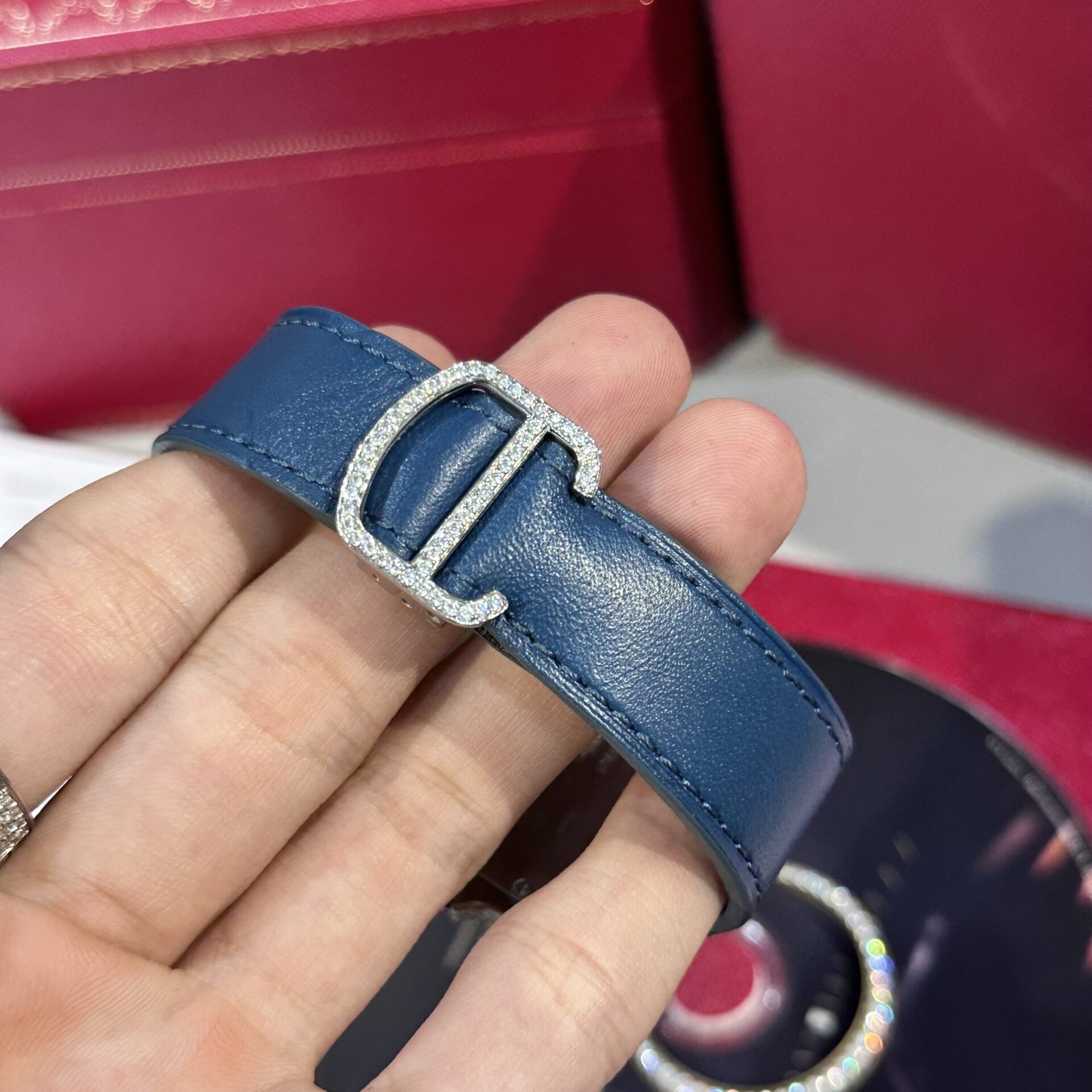 Cartier Santos Replica Watch Blue Dial Custom Moissanite Diamonds 39.8mm - Top club