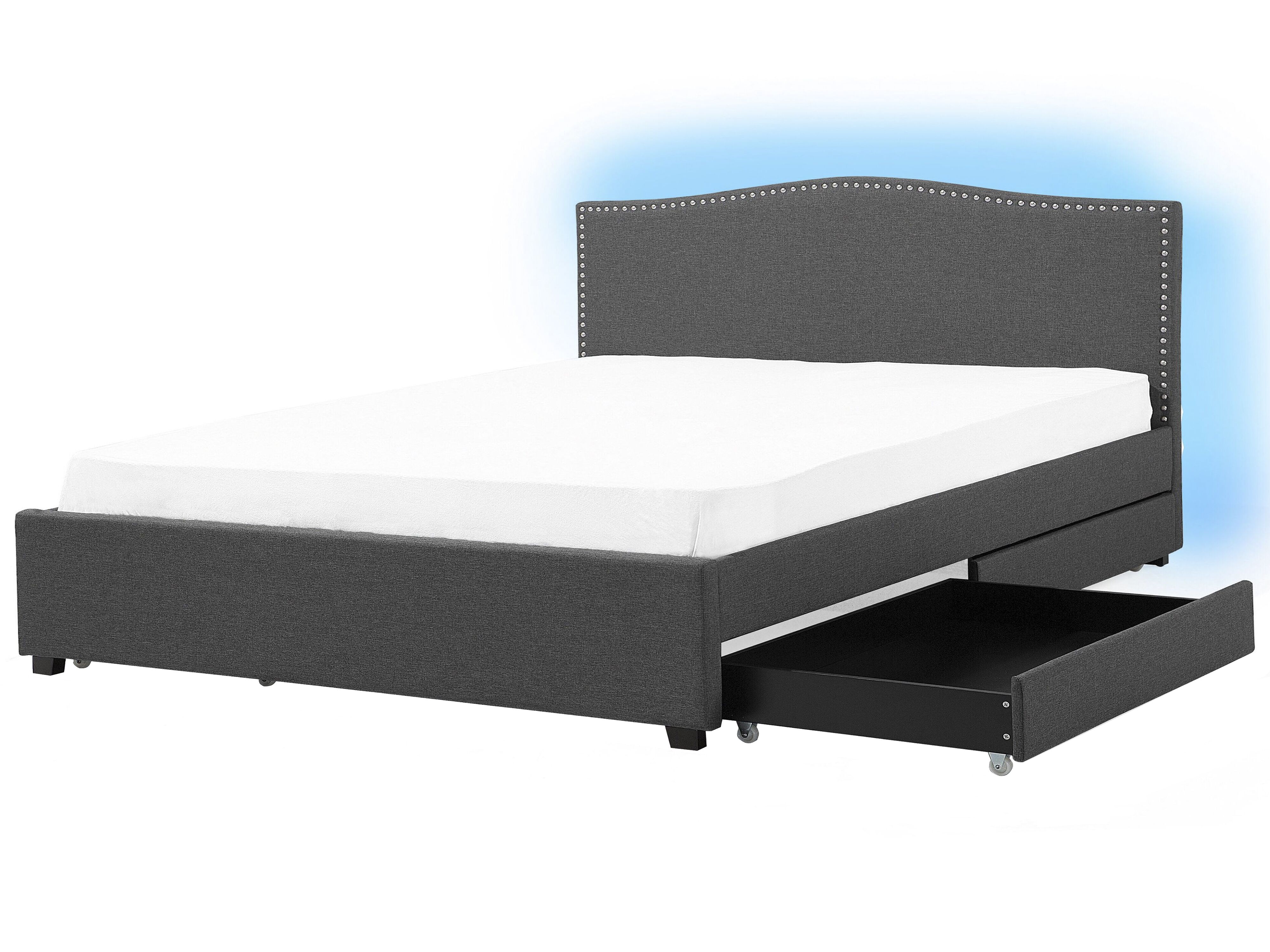 Bed with Storage Drawers Fabric MONTPELLIER 180 x 200 cm (EU Super King) LED Multicolour