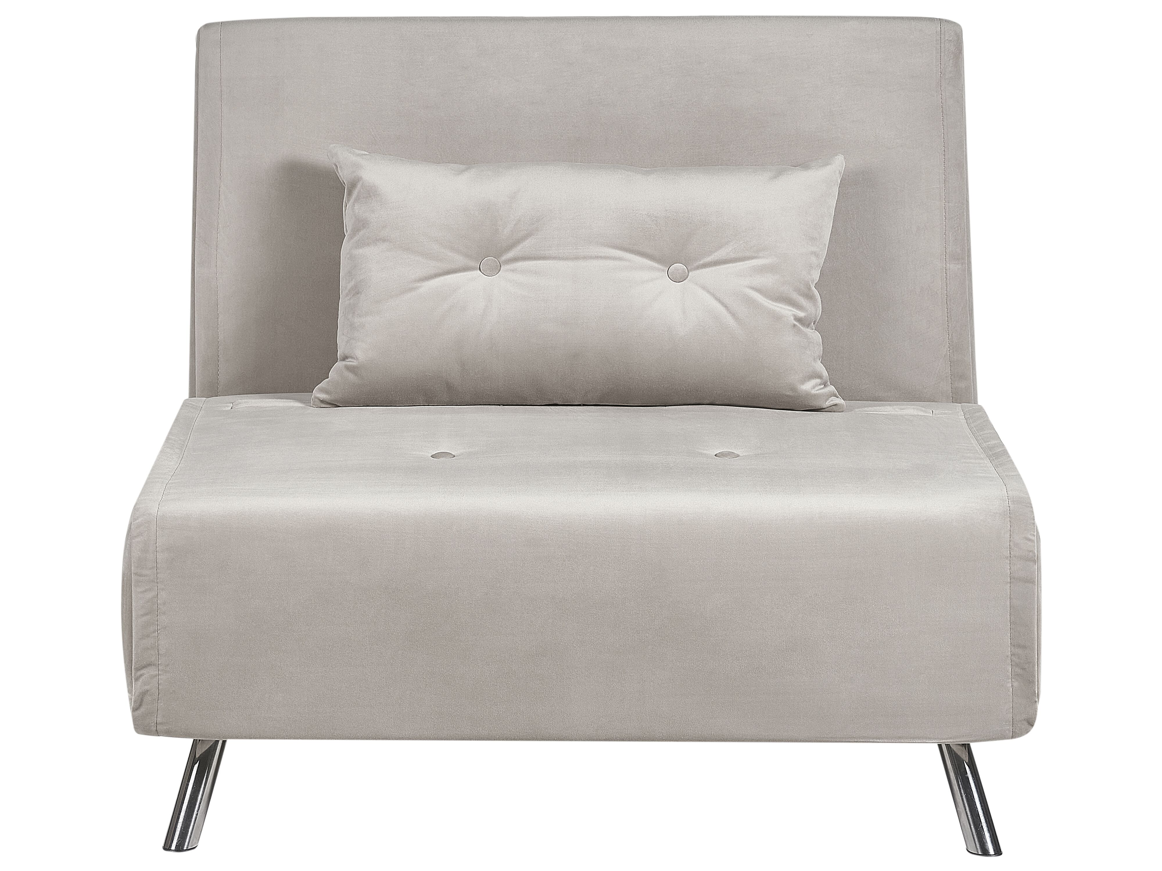 Single Sofa Bed FARRIS Velvet Light Grey