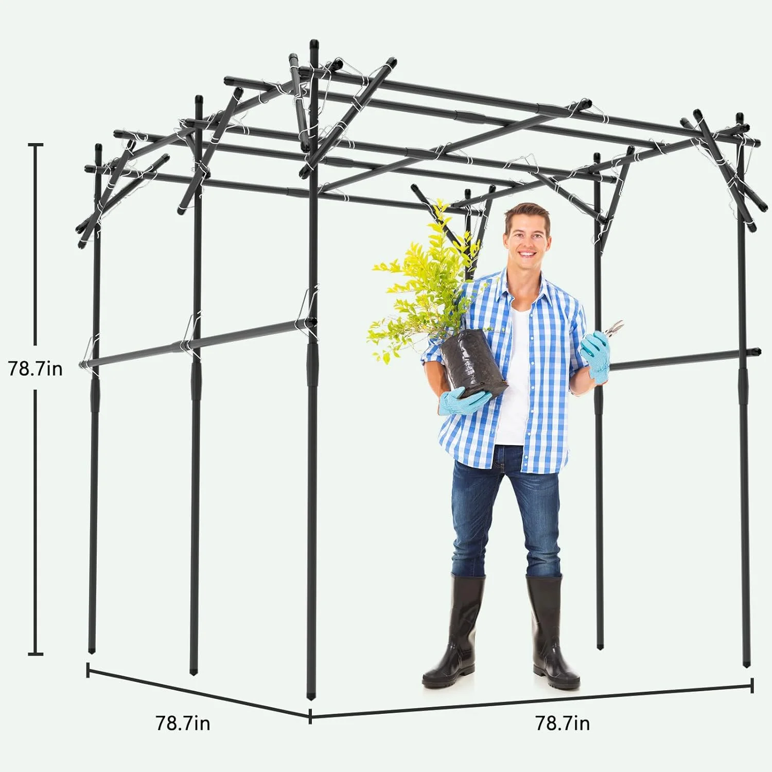 Slsy Tall Garden Arch Trellis for Climbing Plants, 79'' L x 79'' W x 79'' H Large Grape Vine Support Arch Arbor Trellis Plastic-Coated Metal Garden Arch Trellis for Climbing Plants