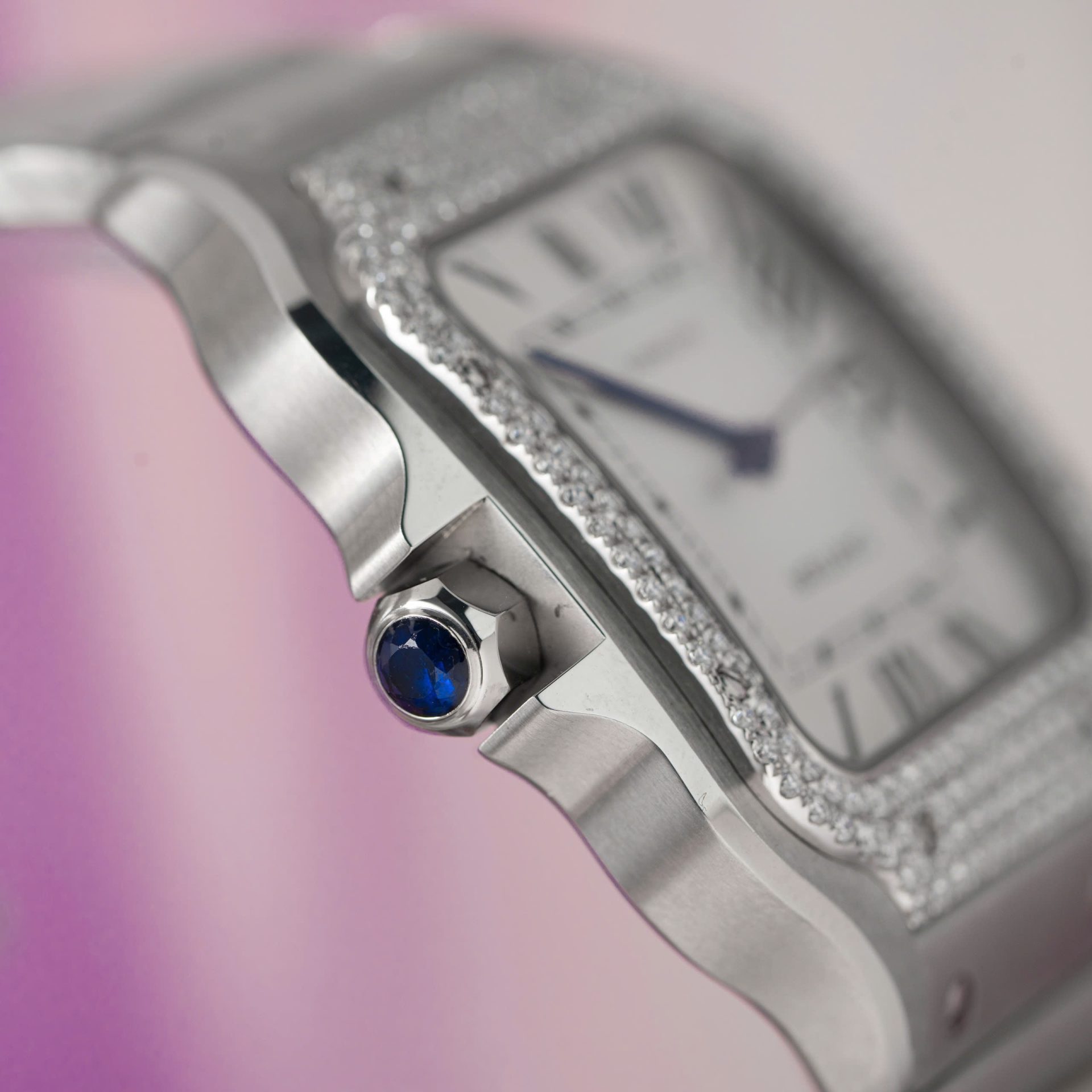 Cartier Replica 11 Watch Santos Moissanite Diamond Bezel White Dial BV Factory 39.8mm - Top club