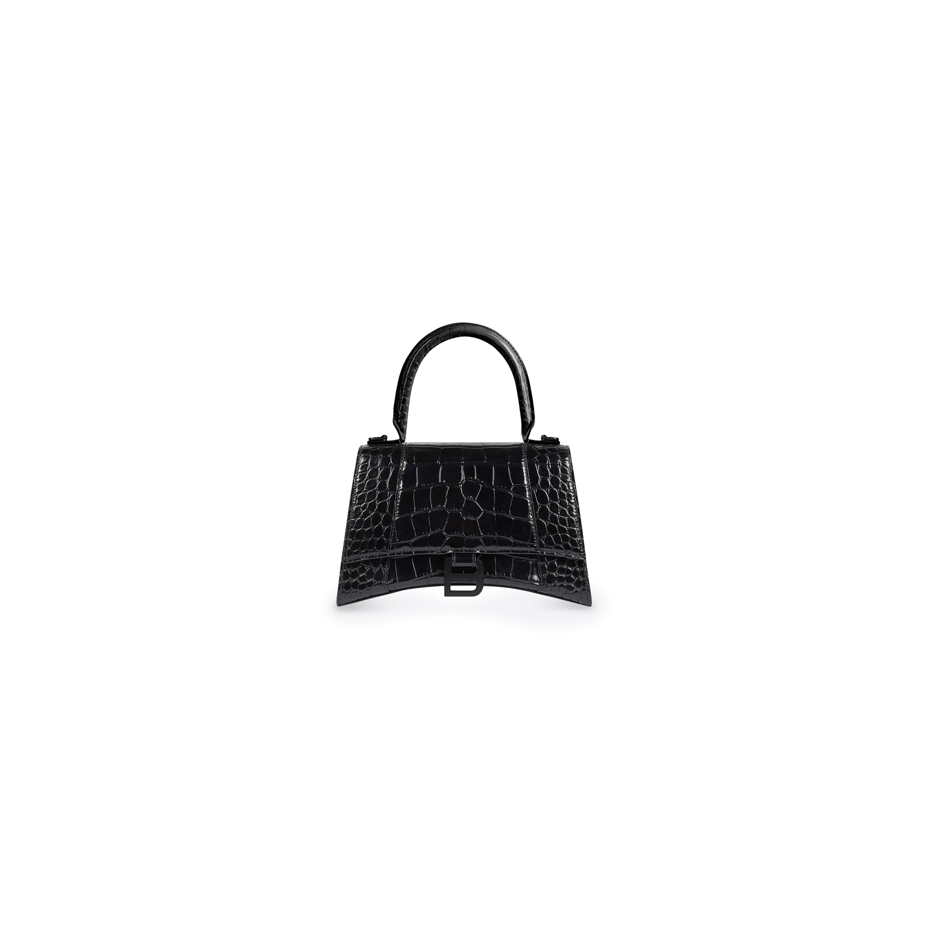WOMEN'S HOURGLASS XS HANDBAG CROCODILE EMBOSSED IN BLACK - Replicaclubs