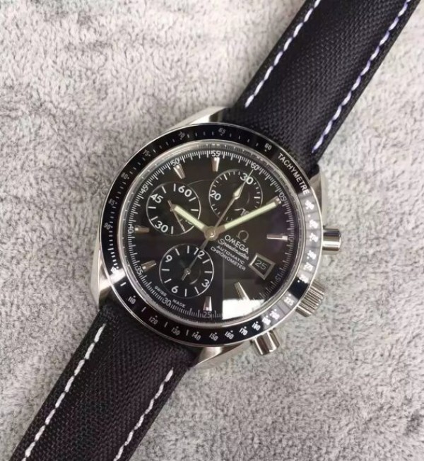Replica Omega Speedmaster 3210.50.00 Black Dial/Bezel Black Nylon Strap - Elite Watch Atelier