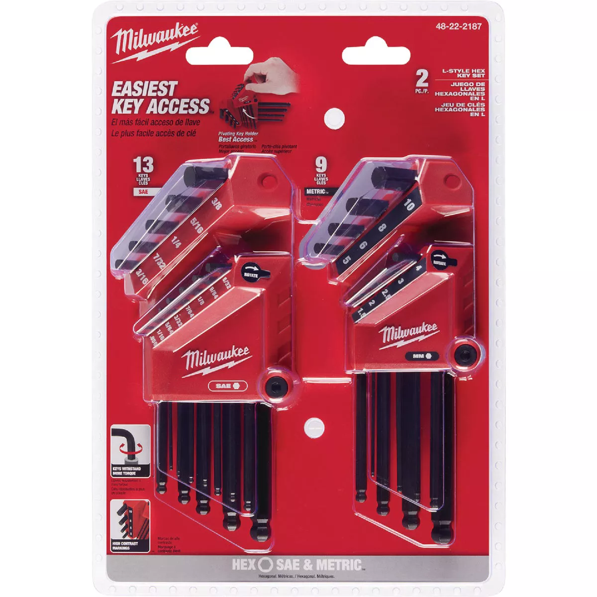 Milwaukee SAE/Metric Ball-End L-Style Hex Key Set (22-Piece)