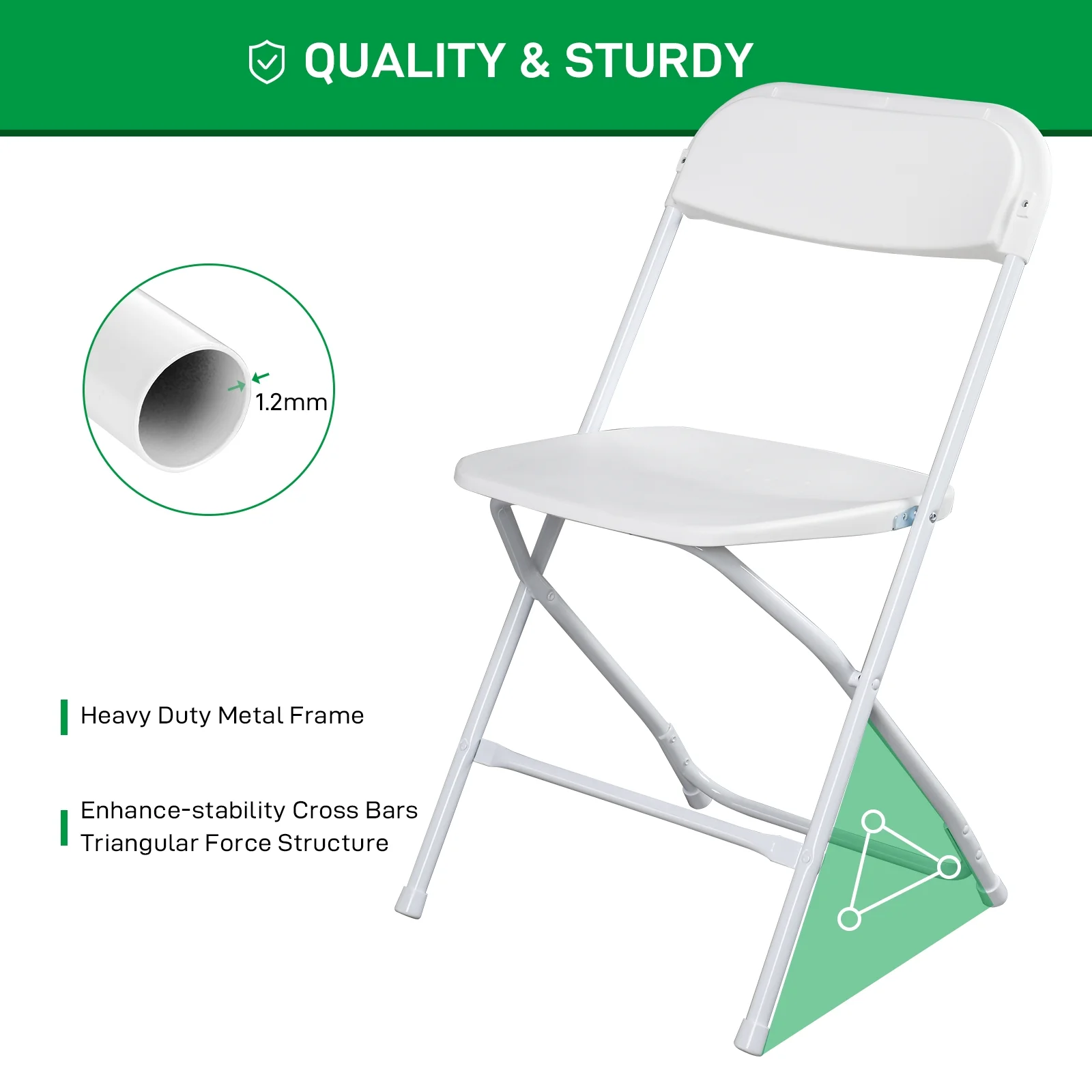 Ktaxon 10 Pack Commercial Plastic Folding Chairs Stackable Wedding Party Chairs Portable Chairs for Outdoor White - Image 3