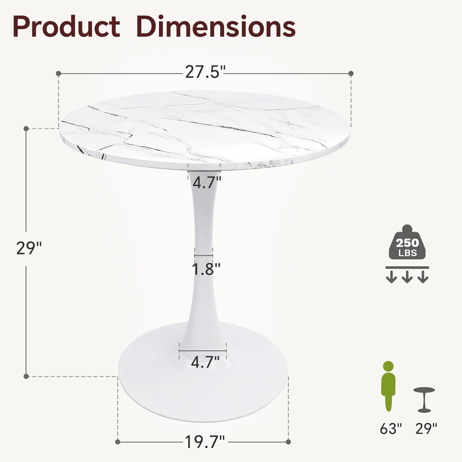 Round Dining Table 27.5