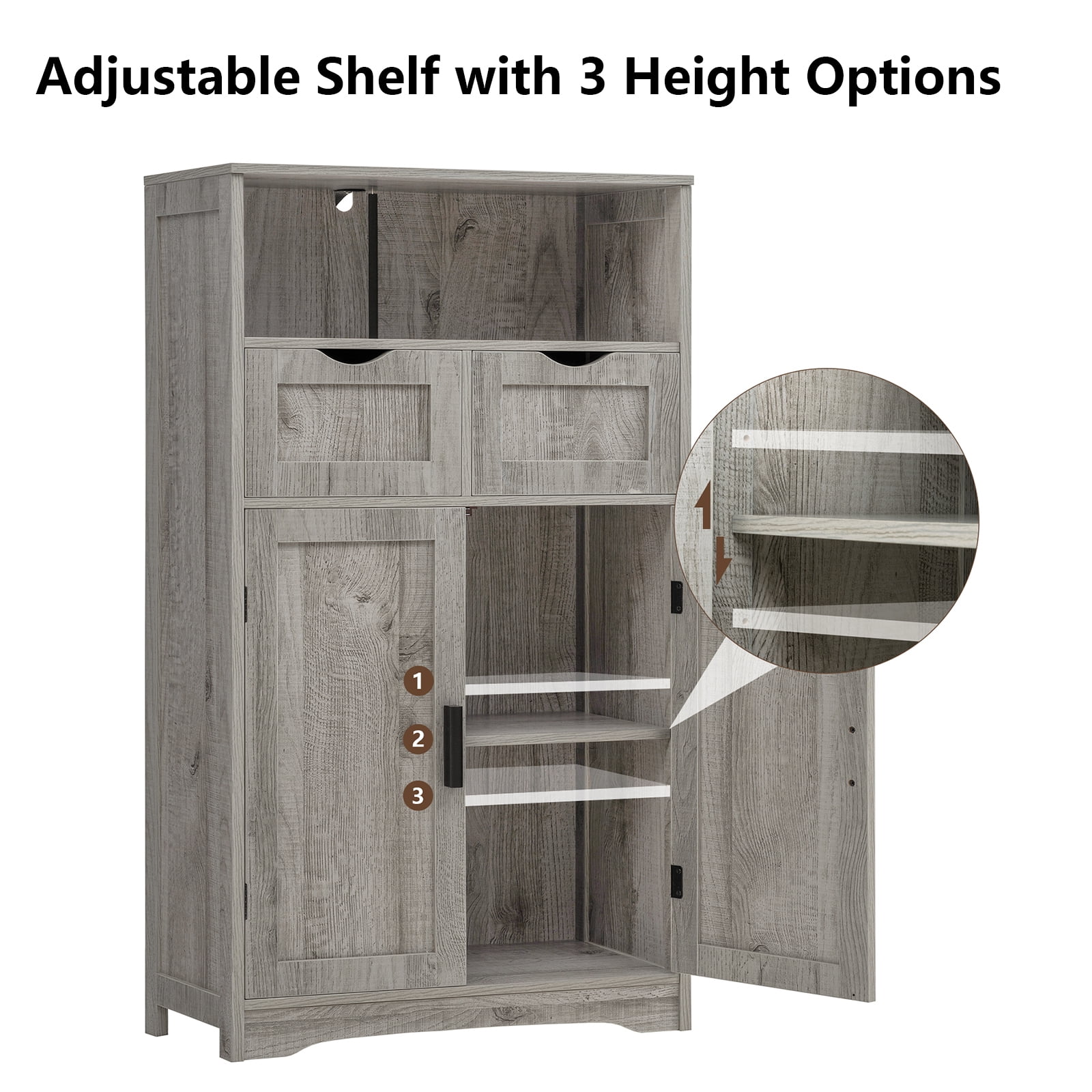 FANGSUM Rattan Storage Cabinet with 2 Drawers & 2 Shelves, Floor Cabinet for Living Room - Image 46
