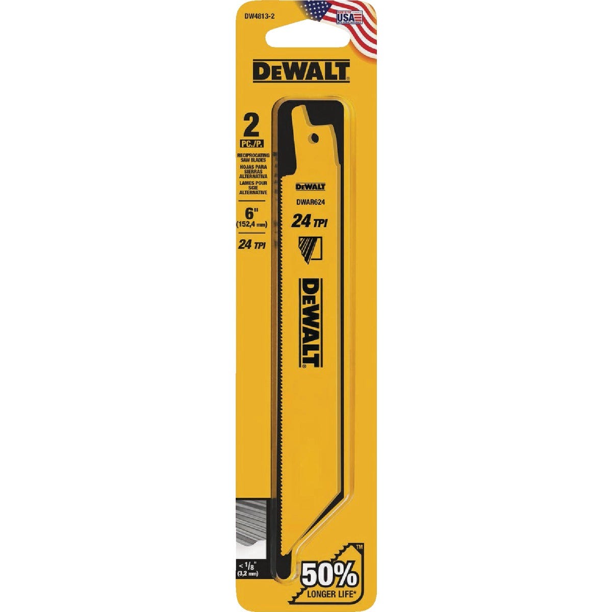 DEWALT 6 In. 24 TPI Bi-Metal Metal Reciprocating Saw Blade (2-Pack)