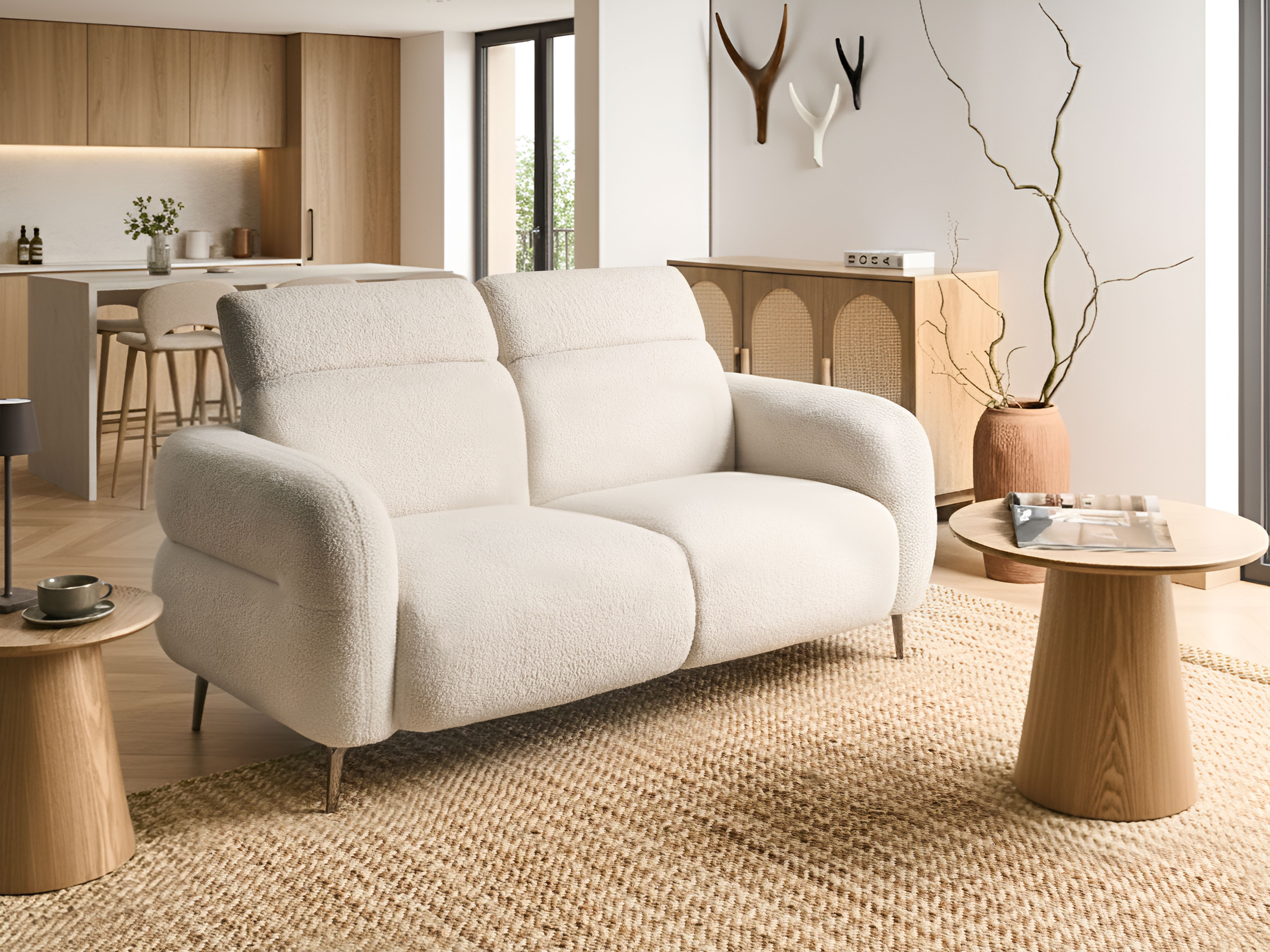 Sofa 2 Seater ARTUNA Boucle Off-White