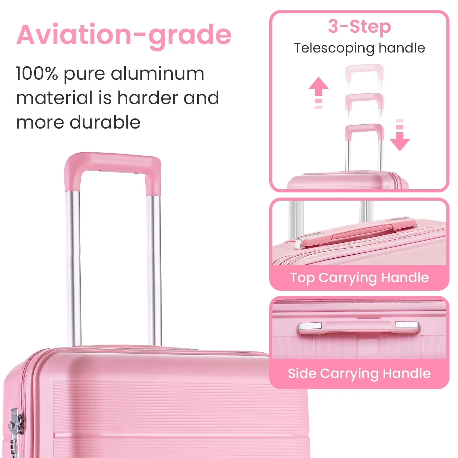 4 Piece Luggage Set, Expandable Lightweight Suitcase Set, PP Materials Travel Luggage with TSA Lock Spinner Wheels, White (14/20/24/28) - Image 24