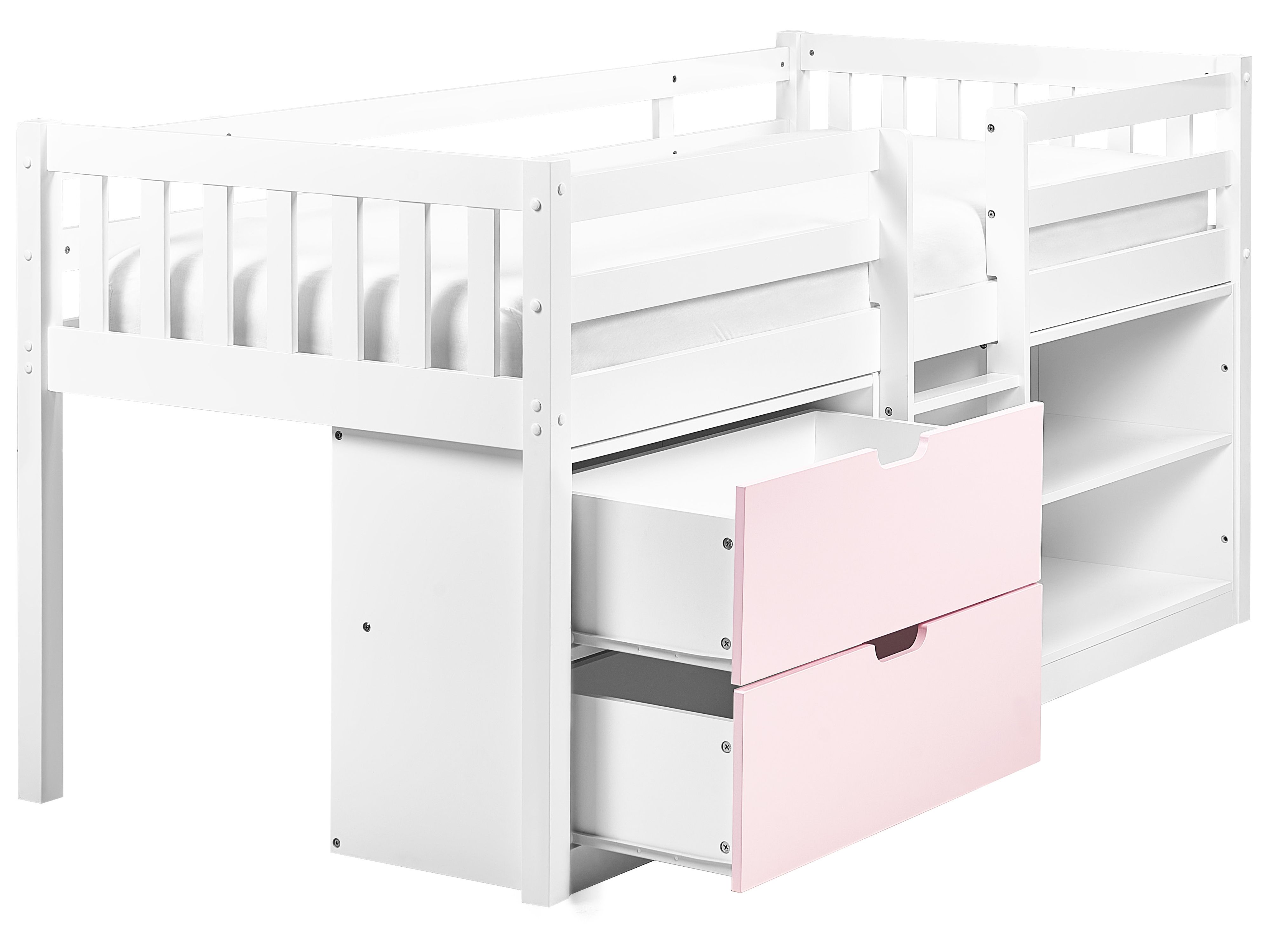 Mid Sleeper Bed Wood SUSVILLE 90 x 200 cm (EU Single) Pink