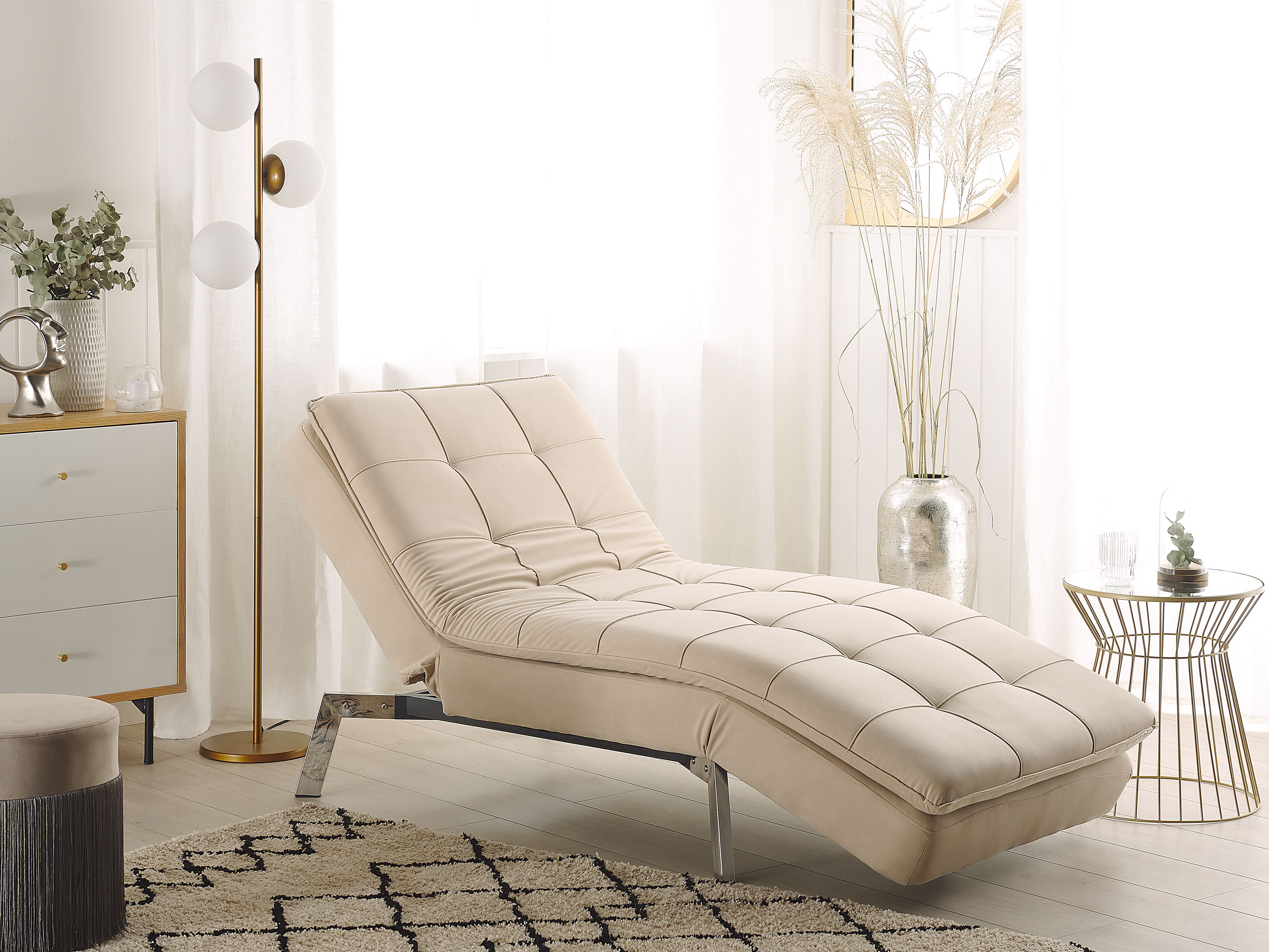 Chaise Longue LOIRET Velvet Beige