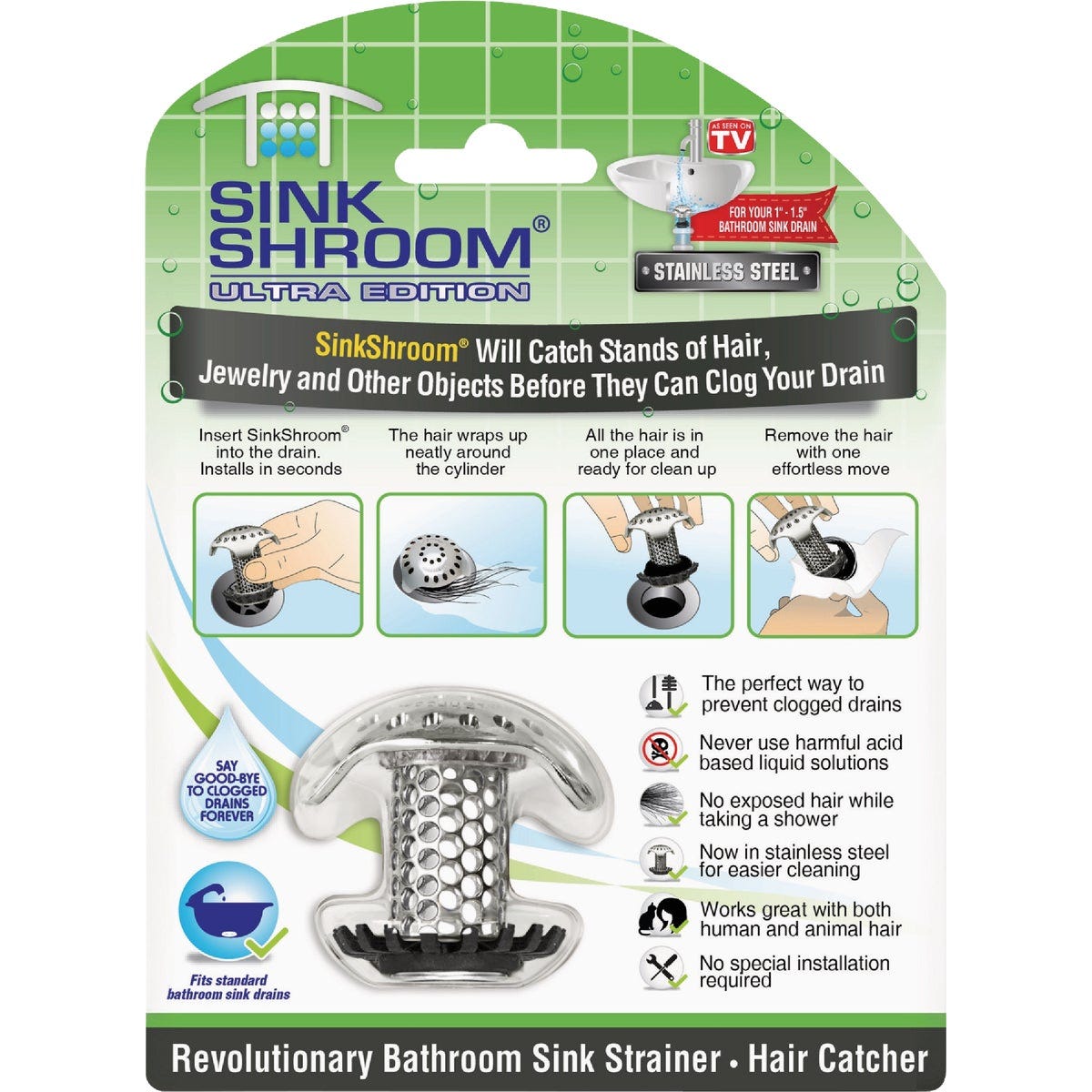 SinkShroom Chrome Stainless Steel Drain Protector