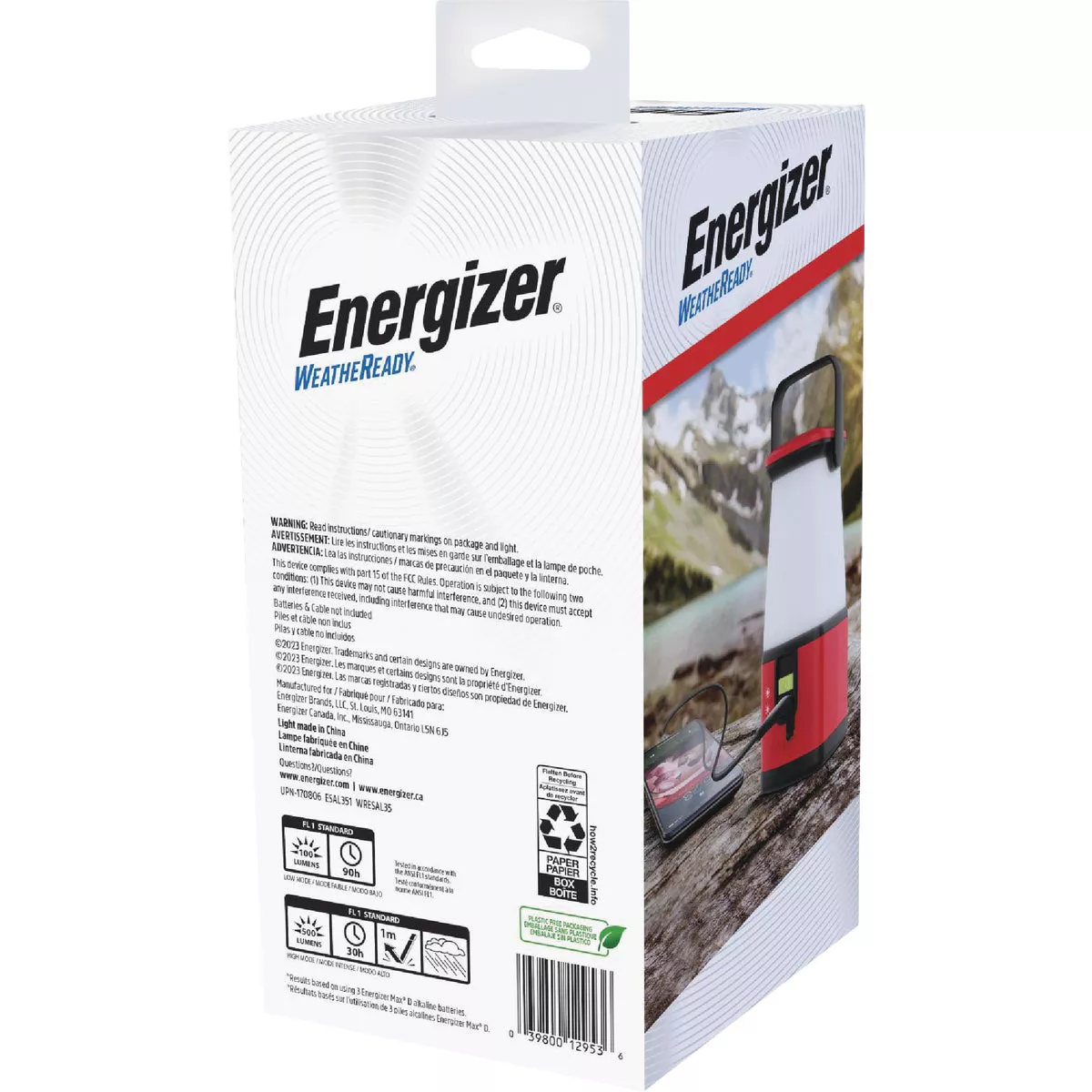 Energizer Weatheready 6 in. W. x 10 In. H. Red Plastic 360 Deg LED Lantern