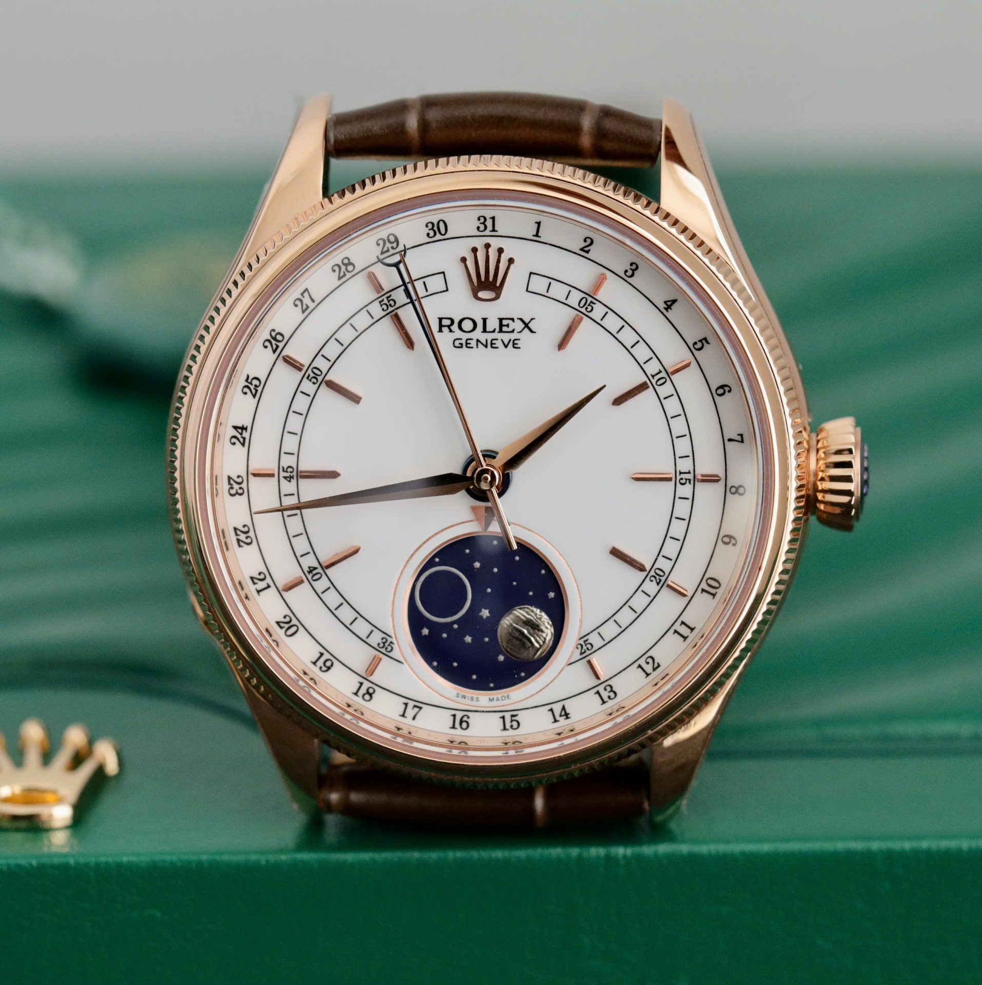 Rolex Cellini Moonphase 50535 Replica Watch Leather Strap 39mm - Top club