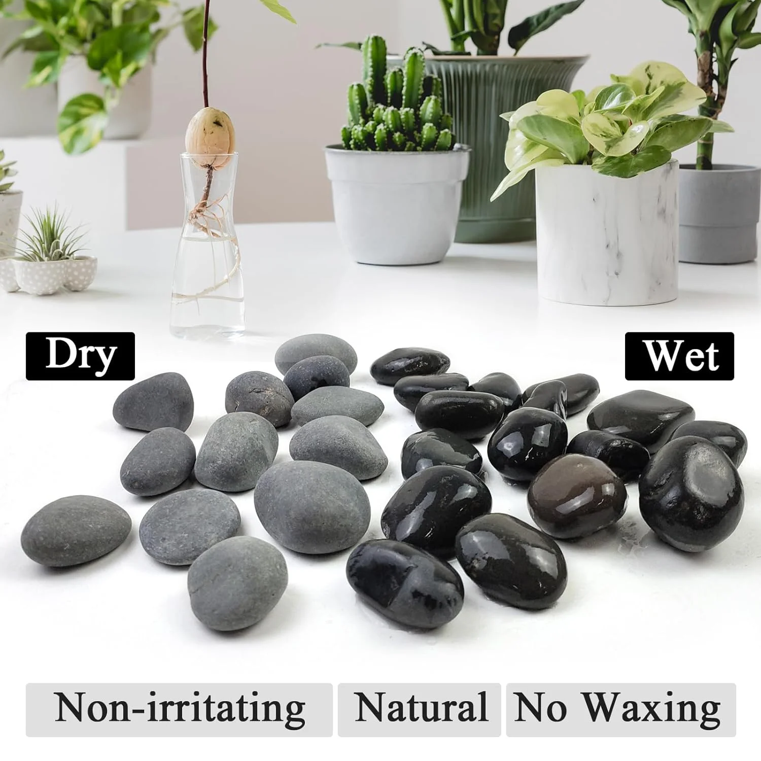 Black River Rocks for Landscaping, 2-3 Inch Natural River Rocks for Garden Beds, Potted Plants, Fish Tanks, DIY Pathway and Backyard Accent, Stones for Crafts, Walkways(40lbs Bulk)