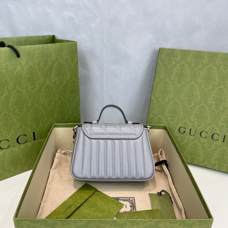 Replica Gucci Gg Marmont Grey Matelasse Leather Mini Top Handle Bag 5835711:1High-quality replica