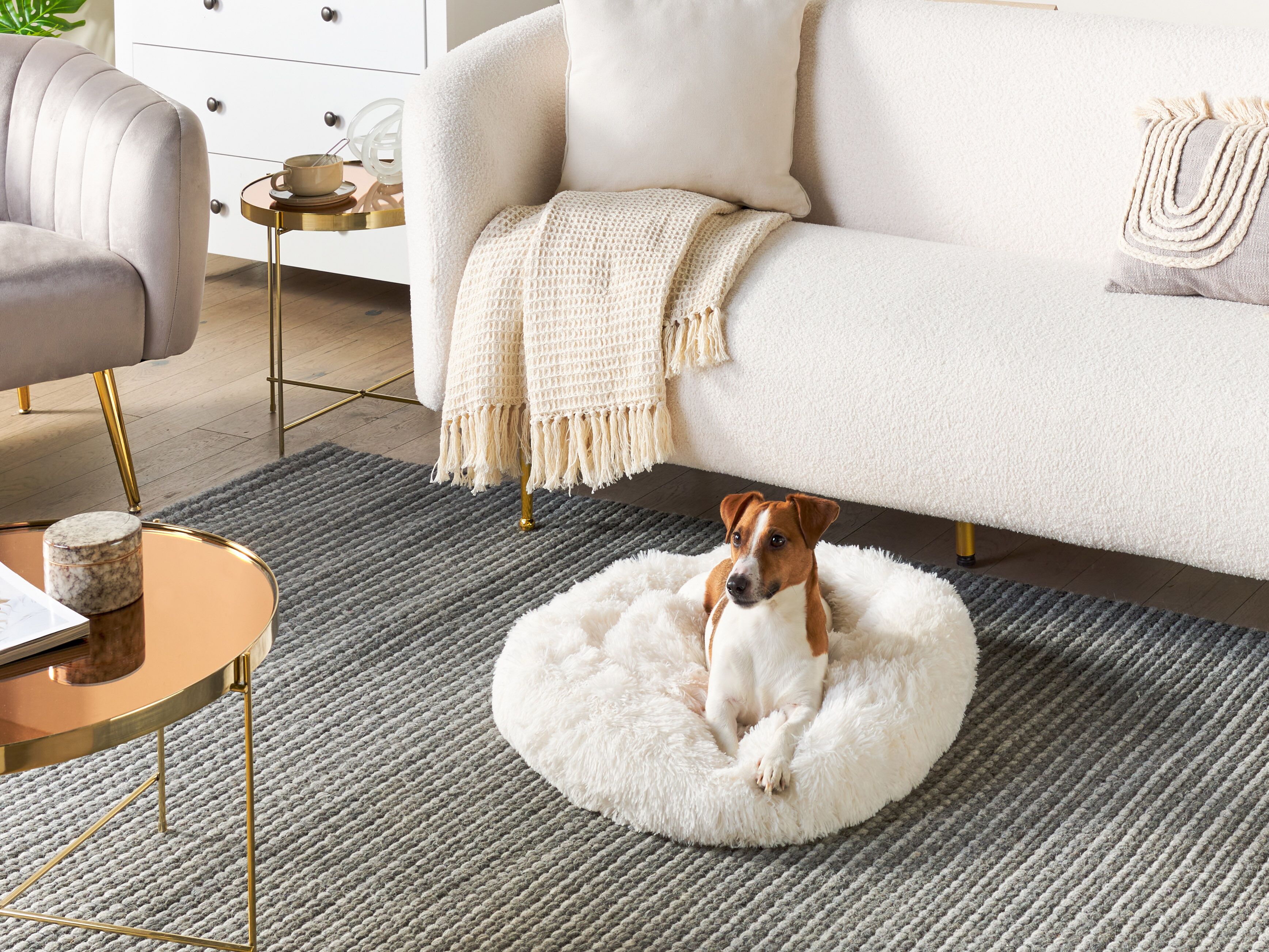 Pet Bed KULU Faux Fur Off-White