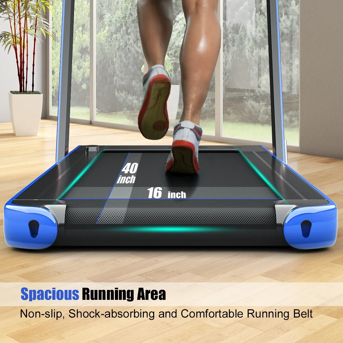 Gymax 2 in 1 Folding Treadmill 2.25HP Running Machine w/ Dual Display APP Control Black - Image 52