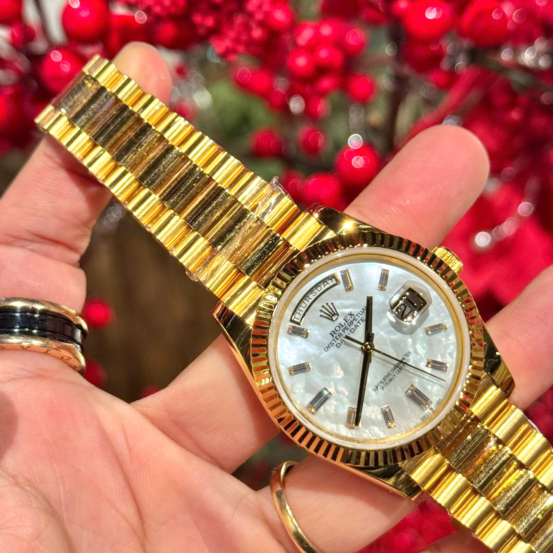 Rolex Refined Mother Of Pearl   Moissanite Diamonds Dial 18K Gold Wrapped GMF 40mm - Top club