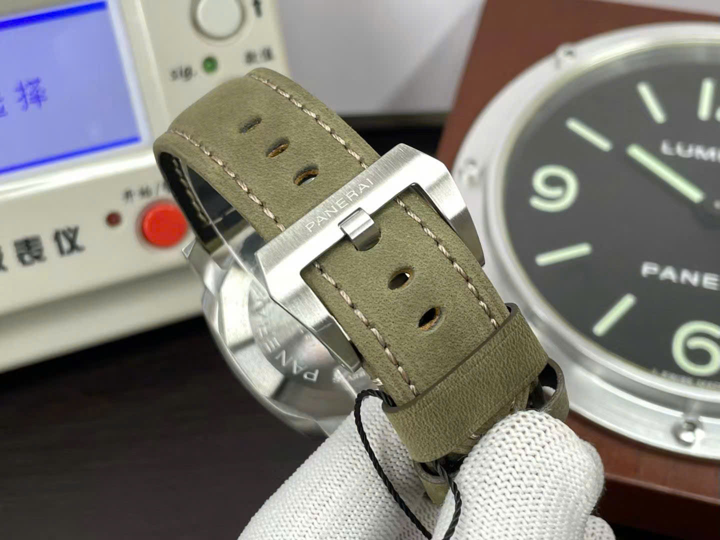 Panerai Luxury Replica Watches PAM01314 Luminor Marina Green Leather Strap VS Factory 44mm - Top club