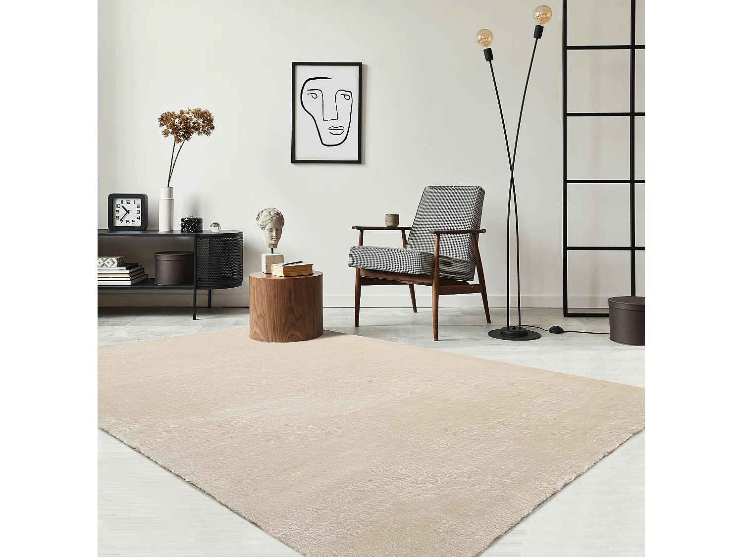 Tapis uni antidérapant lavable Beige - 240 x 340 cm - RELAX