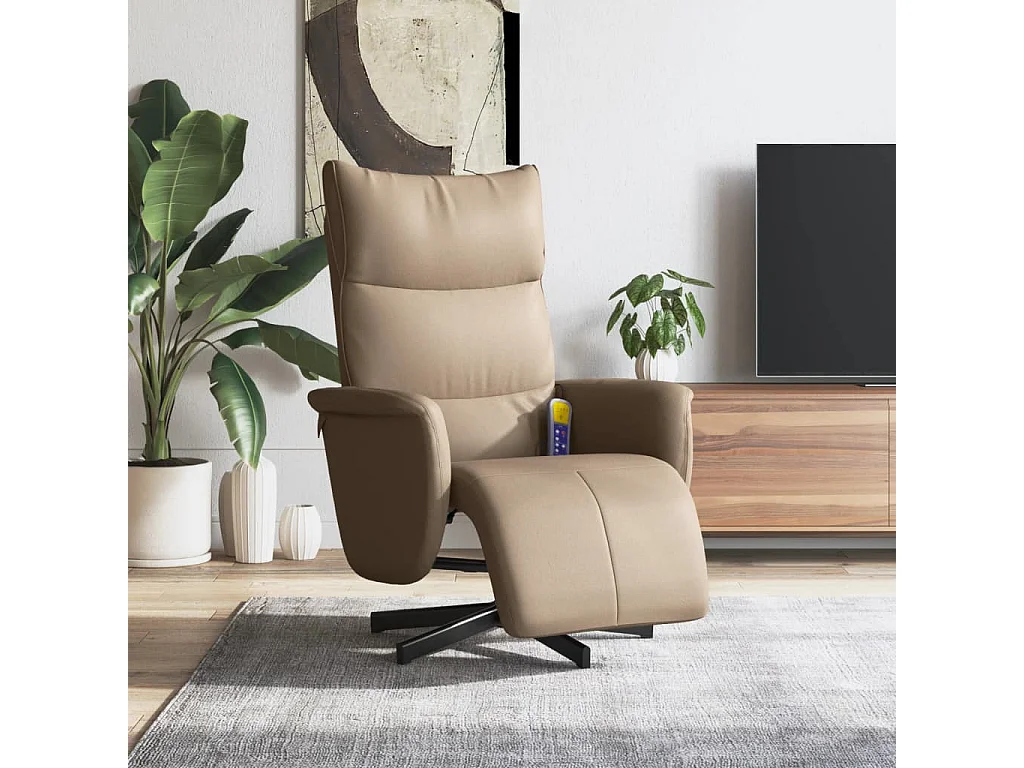 Fauteuil inclinable-Fauteuil salon de massage repose-pieds cappuccino SHL2731