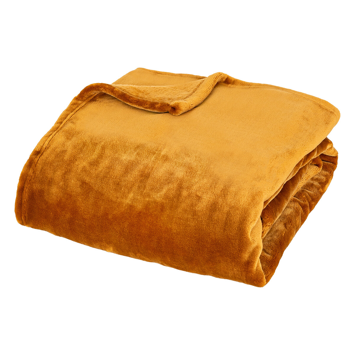 Flannel throw "Cuddly" Mustard yellow, 130x180 cm
