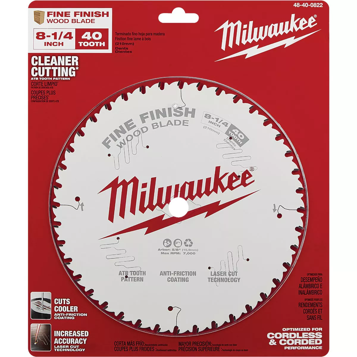Milwaukee 8-1/4 In. 40-Tooth Fine Finish Circular Saw Blade