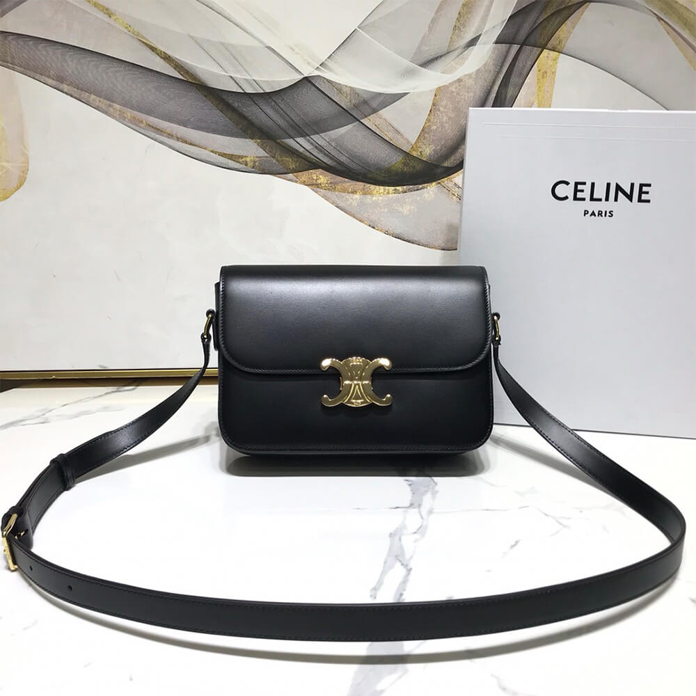 Celine Classique Triomphe Bag In Shiny Calfskin