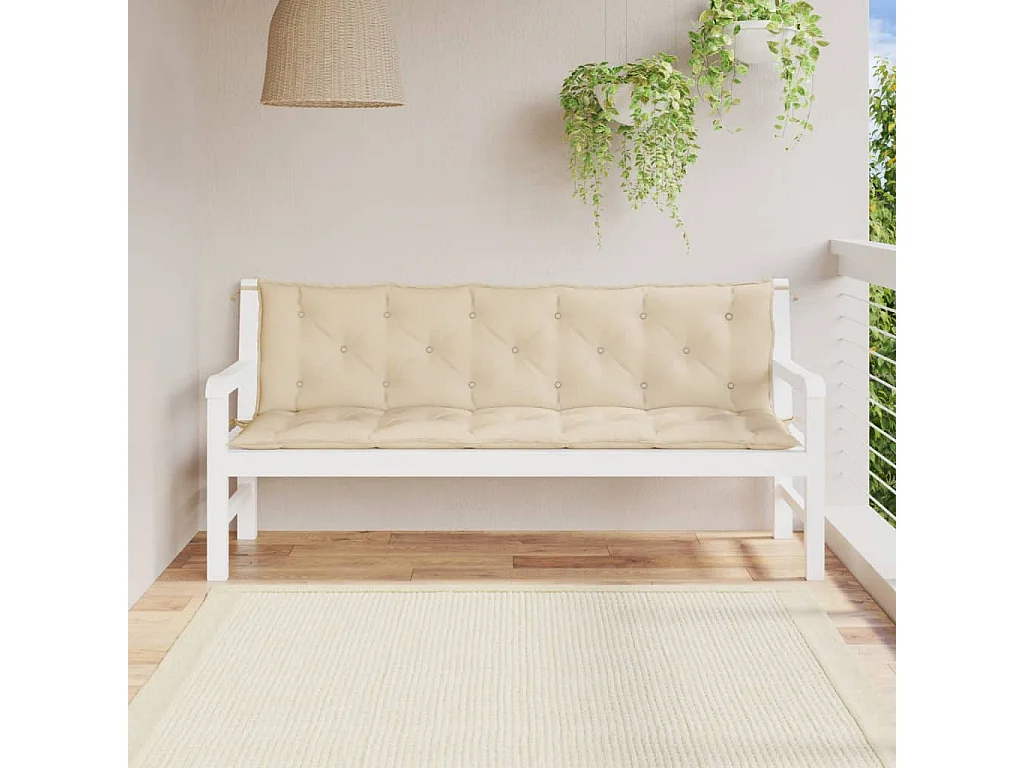 Coussins de banc jardin lot de 2 beige 180x50x7 cm tissu Oxford