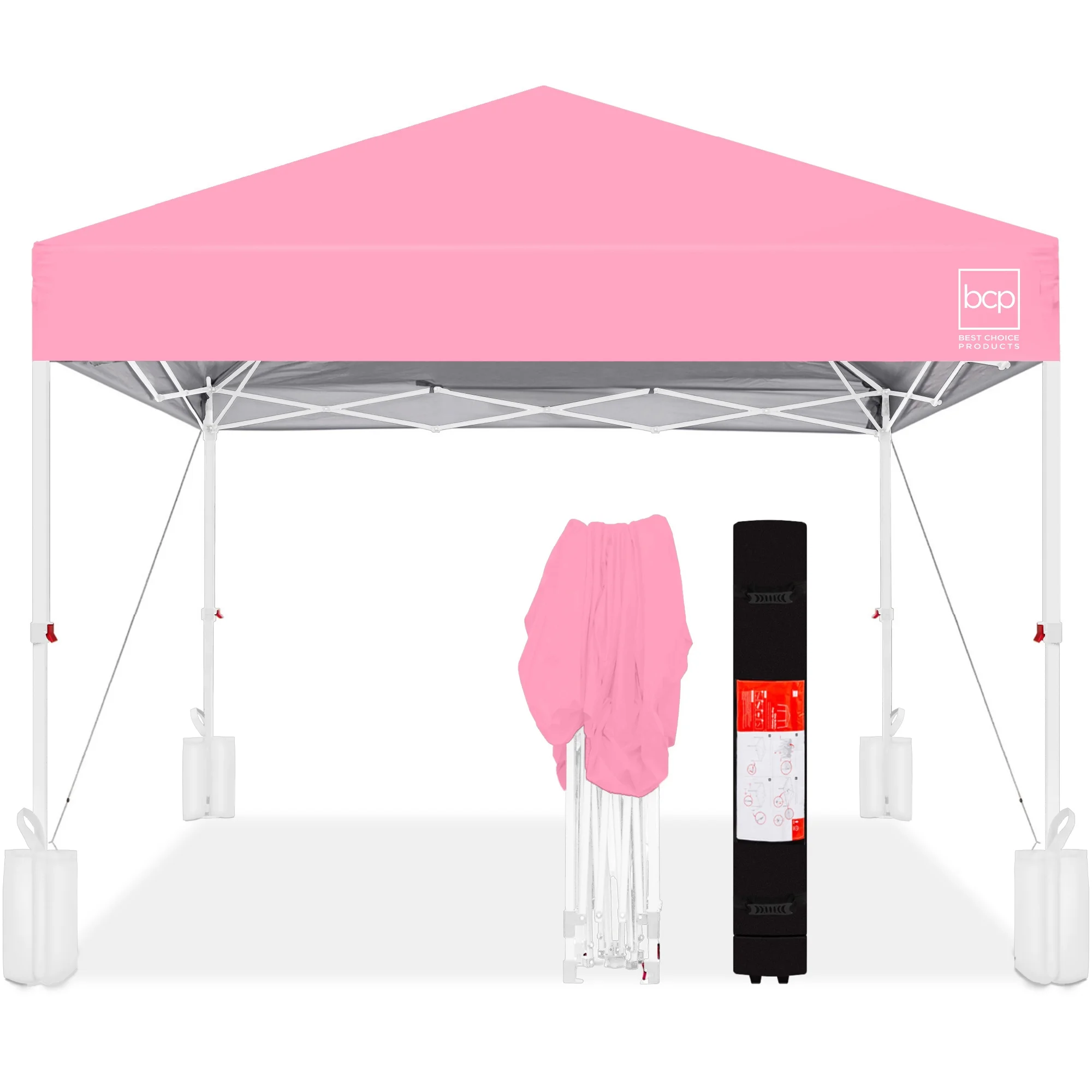 Best Choice Products 10x10ft Easy Setup Pop Up Canopy w/ 1-Button Setup, Wheeled Case, 4 Weight Bags - White - Image 254