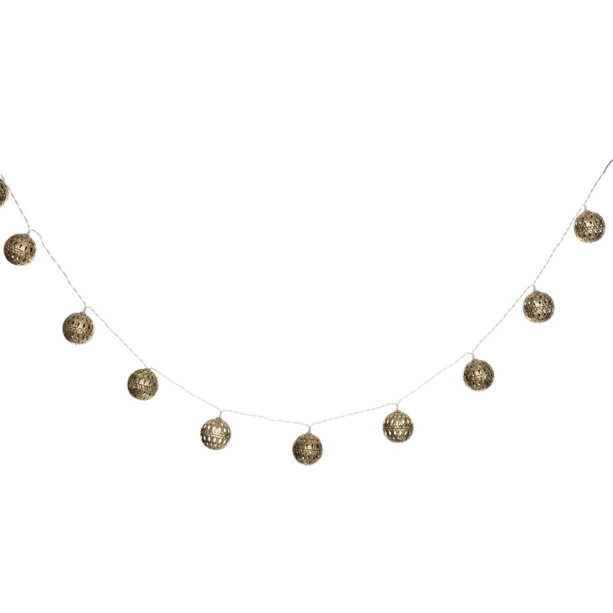 Battery powered LED garland "Oasis" 10 balls, Gold, L.165 cm