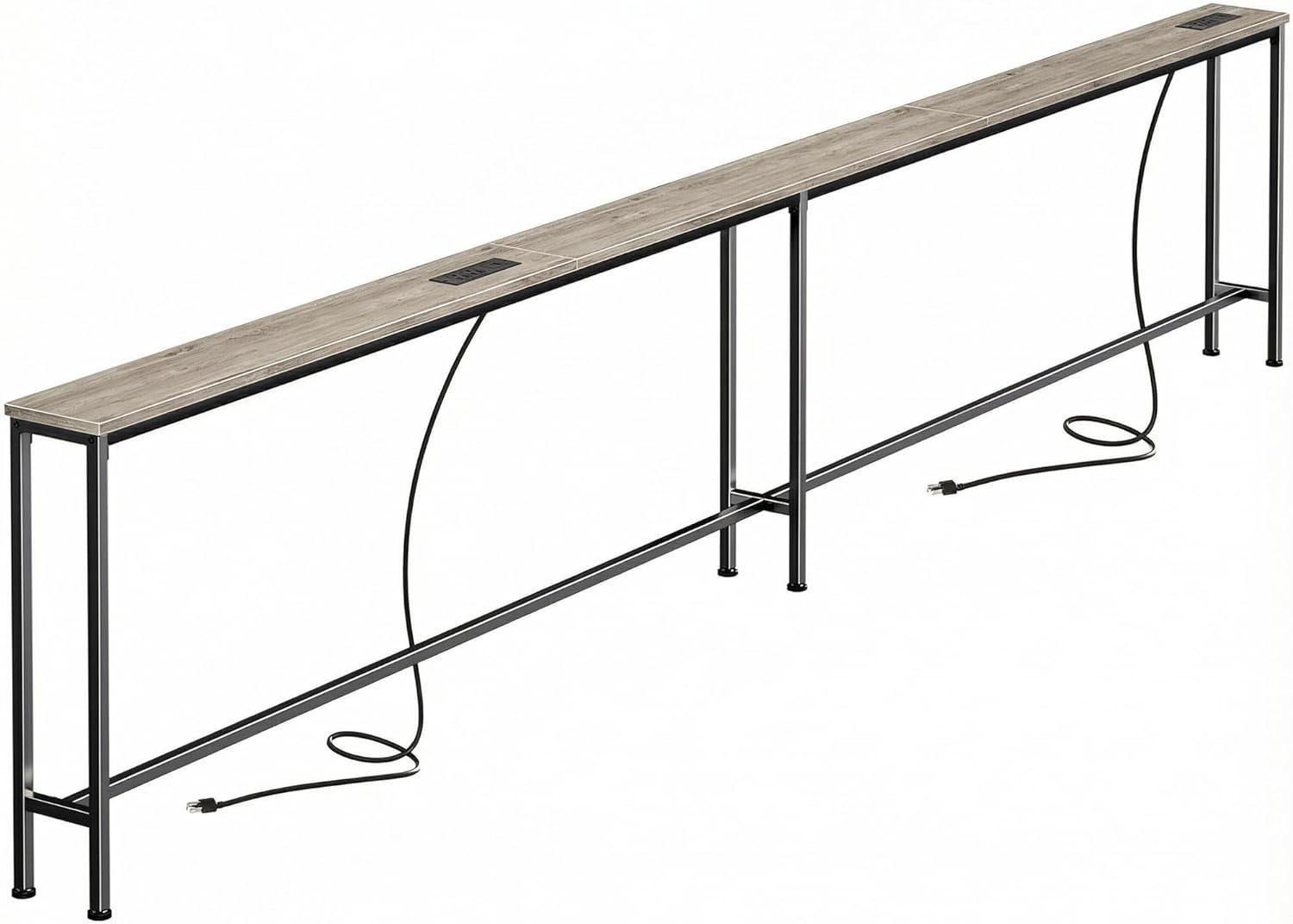SUPERJARE Sofa Table with 2 Power Outlets and USB-C Ports, 5.9 Inch Narrow Console Table with Storage, Extra-Long, for Entryway Hallway Couch Behind Sofa, Small Spaces (Oak, 5.9