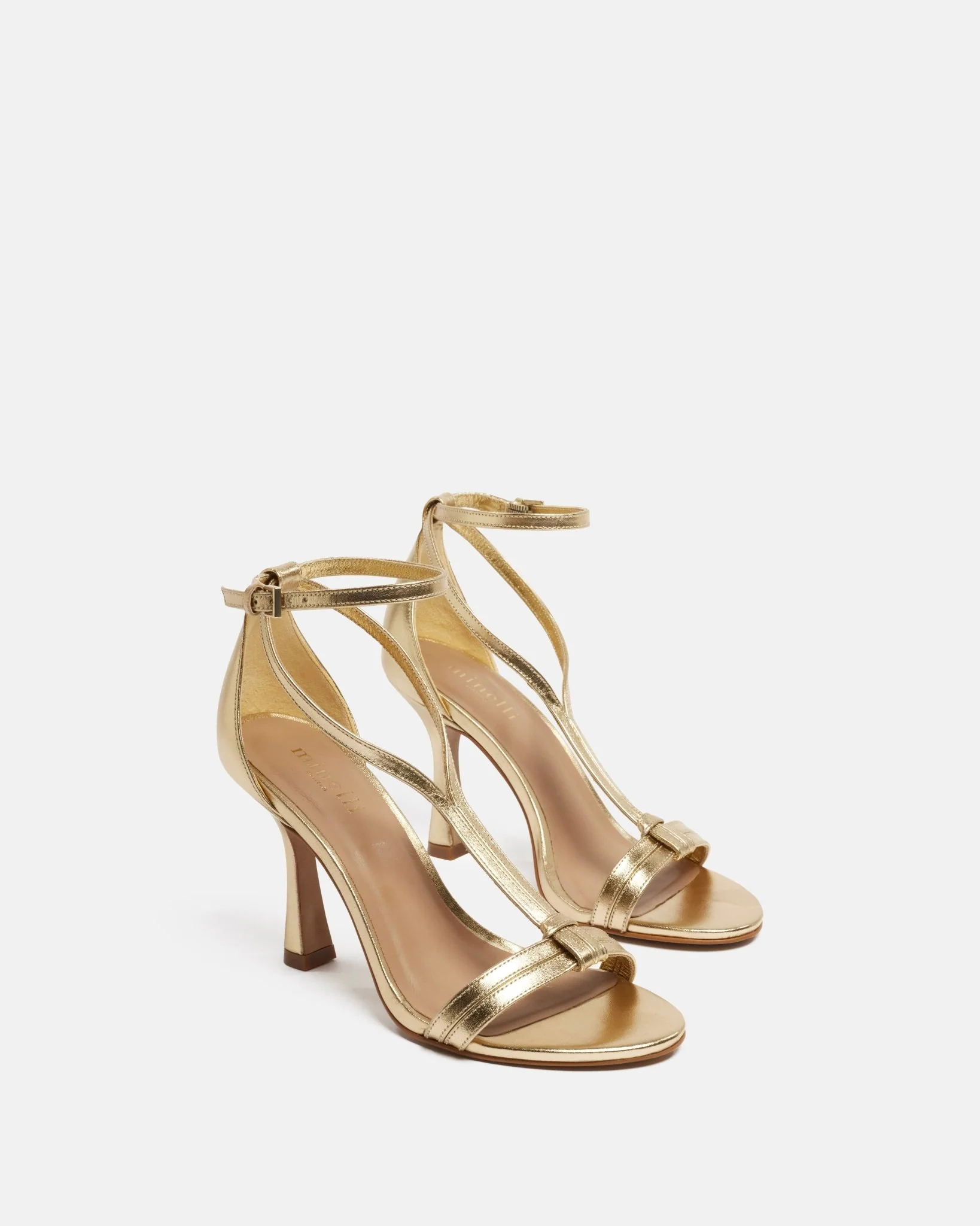 SANDALES KLOONEY/MET - En cuir métallisé à talons platine
