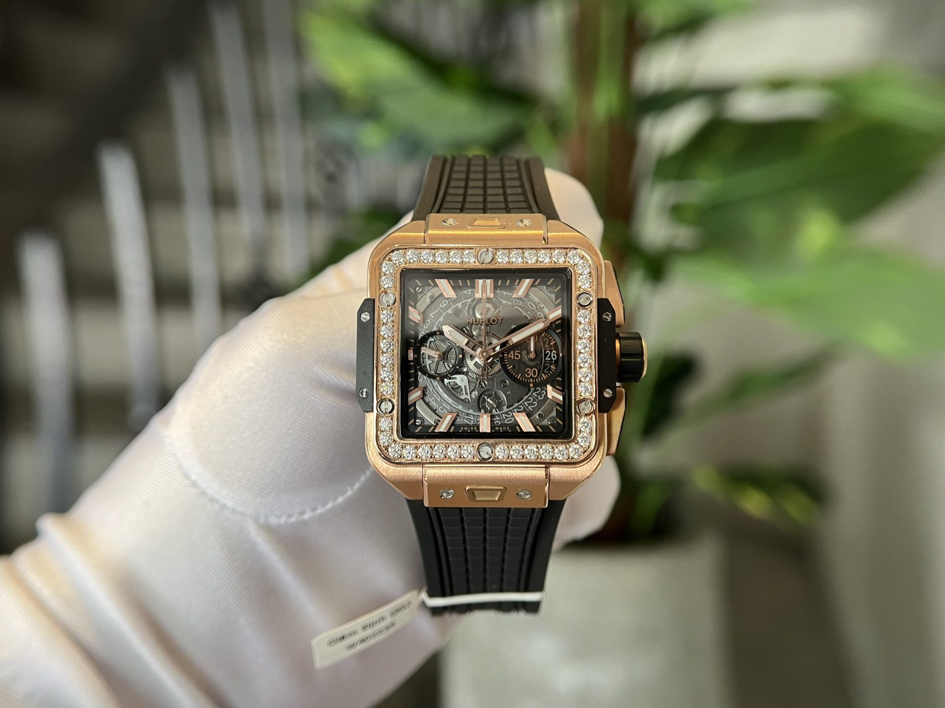 Hublot Best Replica Watch Square Bang King Gold Custom Moissanite Diamonds BBF 42mm - Elite Watch Atelier