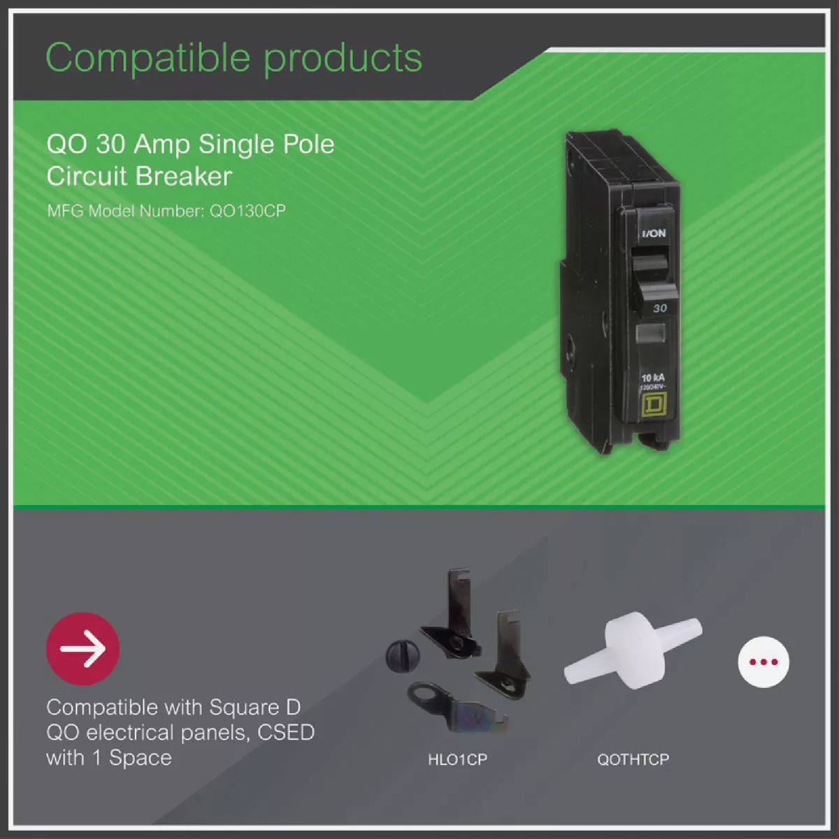 Square D QO 30A Single-Pole Standard Trip Circuit Breaker