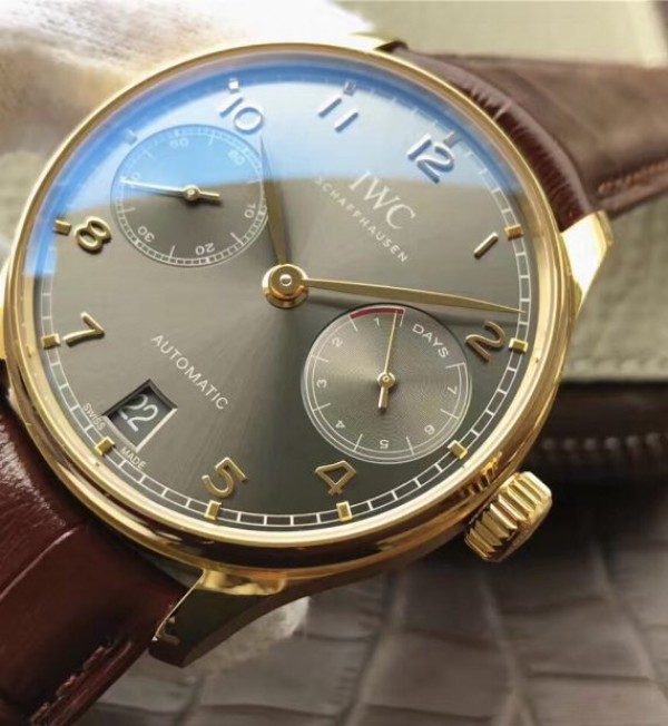 Replica IWC ZF Portuguese IW5001 YG Gray Dial Leather Strap - Elite Watch Atelier